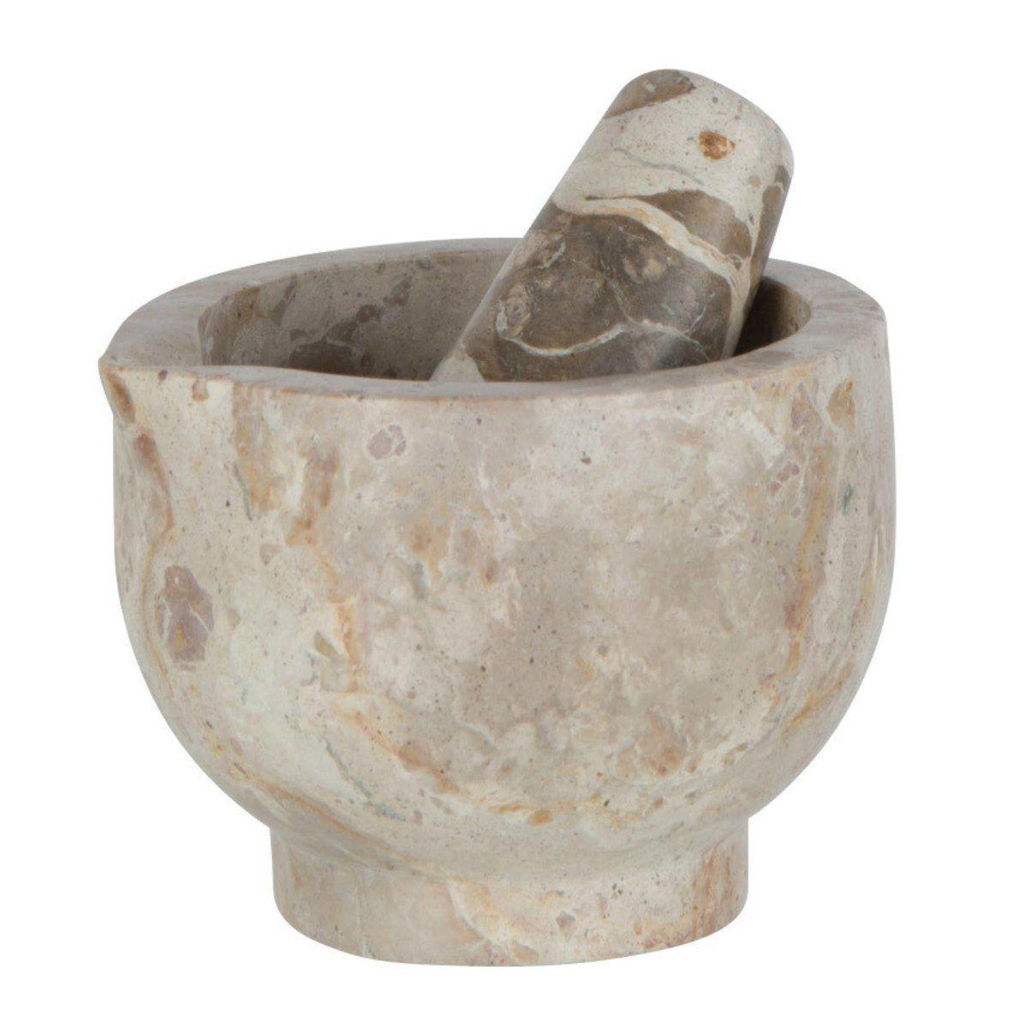 J-LINE Mortier & pilon en marbre  bali  12cm beige