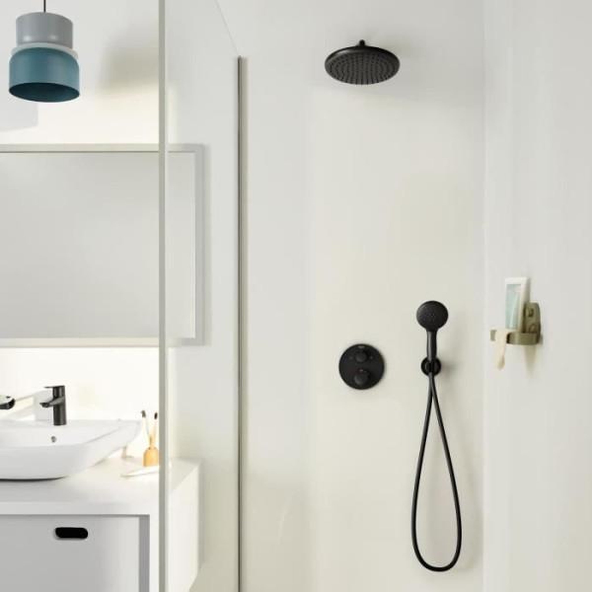 Voir la diapositive 4 : Grohe Ensemble de douche encastré - 1 + 2 jets - mitigeur thermostatique - grohe - 348832430 - noir