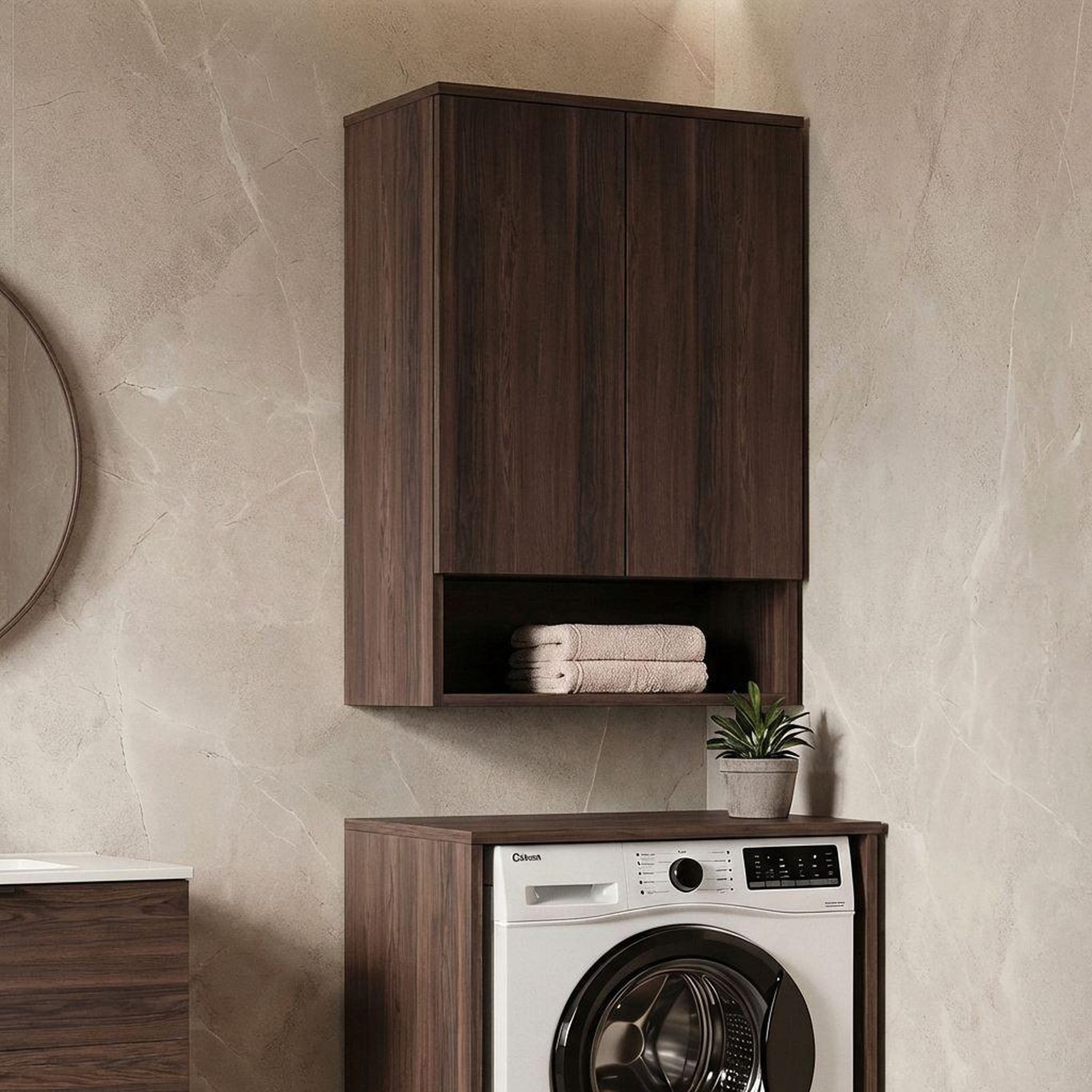 Voir la diapositive 2 : Habitat et Jardin Armoire de Salle de Bain  Bosco Lume 70  - 70 x 36 x 100 cm - Dark Walnut