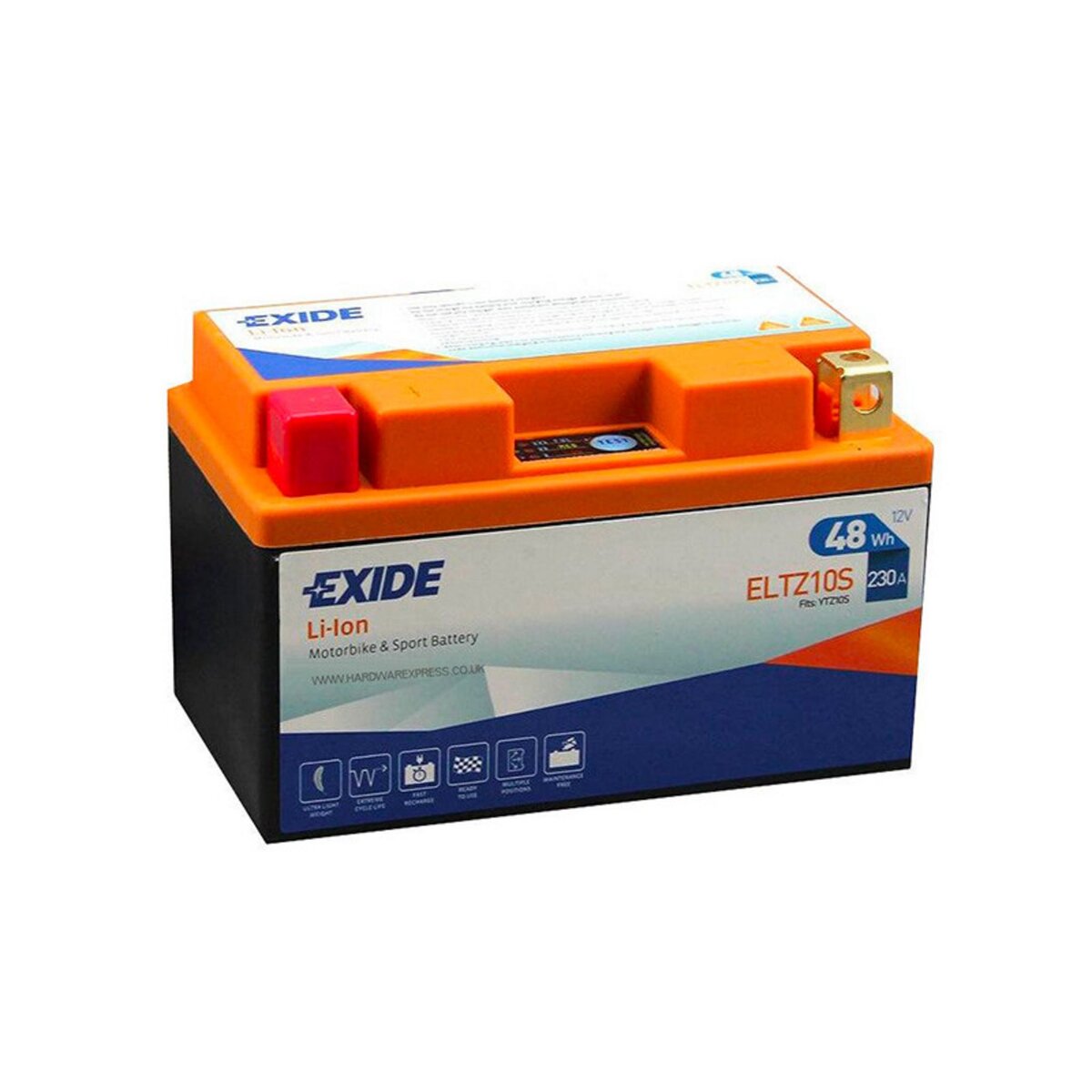 EXIDE Batterie moto YTZ10S Exide Lithium Li-ion 12V 4AH 230A ELTZ10S YTX7L-BS