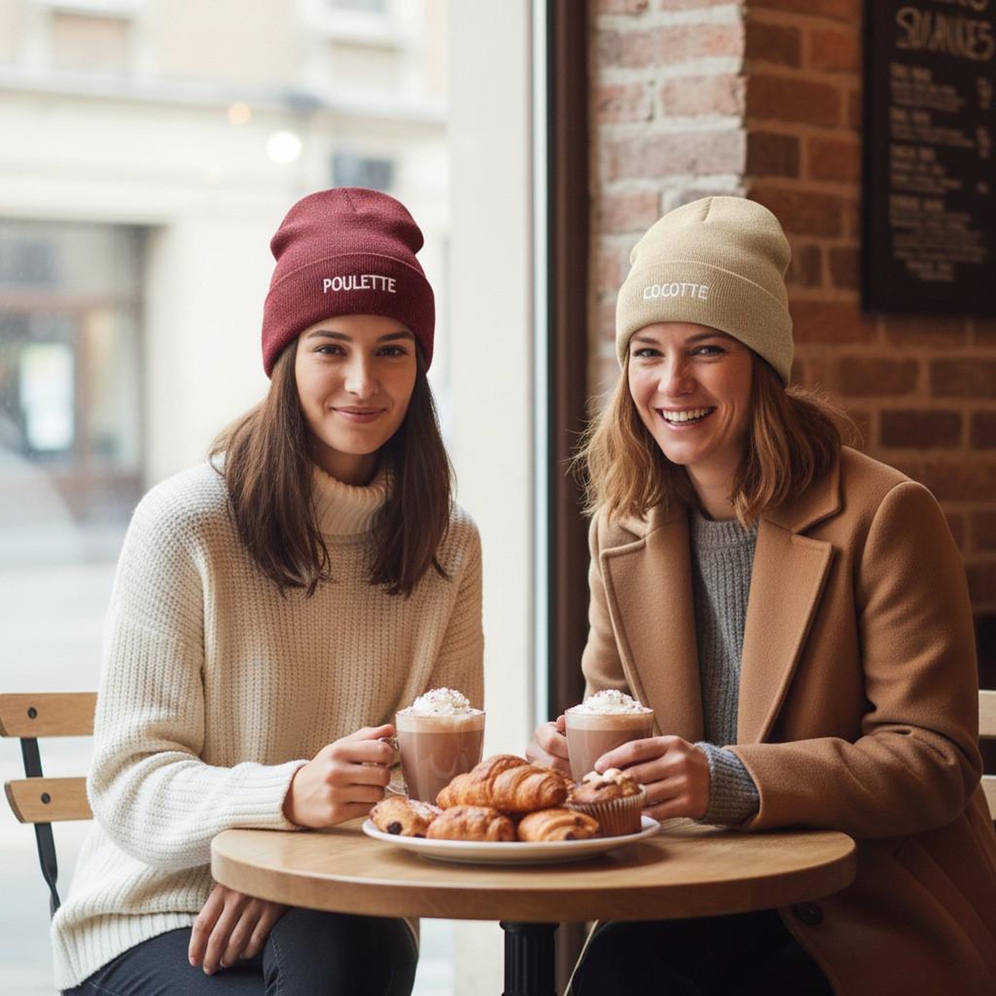 Voir la diapositive 4 : OZABI OZABI Bonnets Femme Fil Lurex Pailleté Message Brodé - Pack de 2 (Lot)