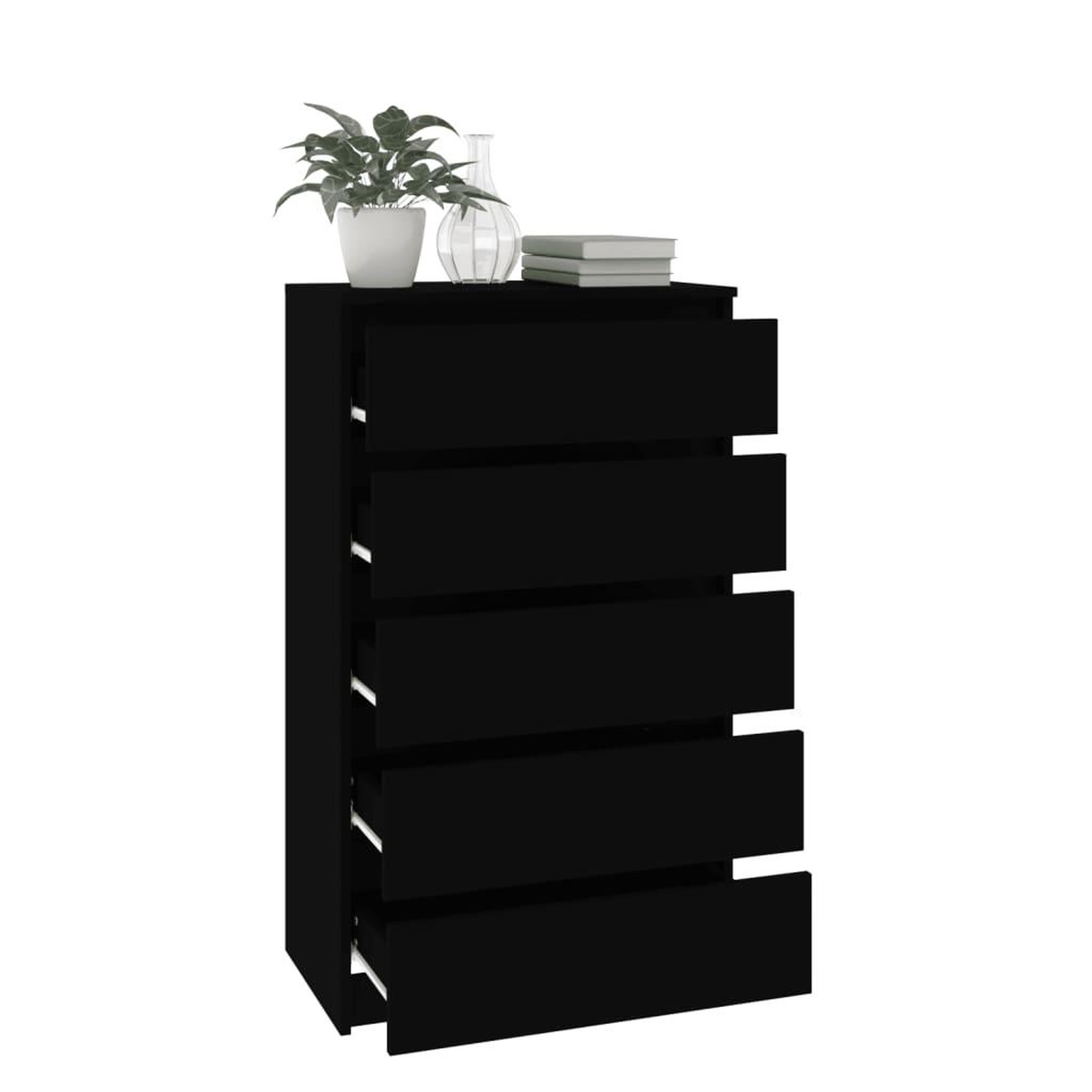 Voir la diapositive 5 : VIDAXL Commode Noir 60x36x103 cm Bois d'ingenierie