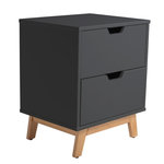 VS VENTA-STOCK Table de Chevet Miranda 2 tiroirs Gris, MDF laqué en couler Gris Anthracite