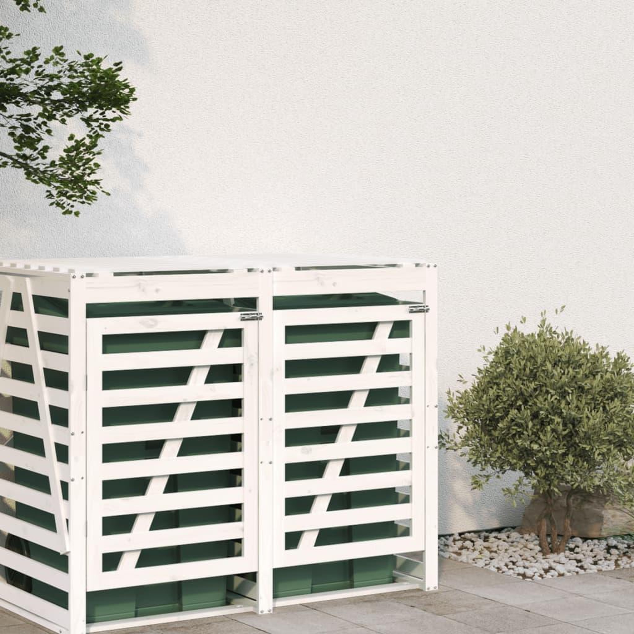 Voir la diapositive 3 : VIDAXL Extension d'abri de poubelle sur roulettes blanc pin massif