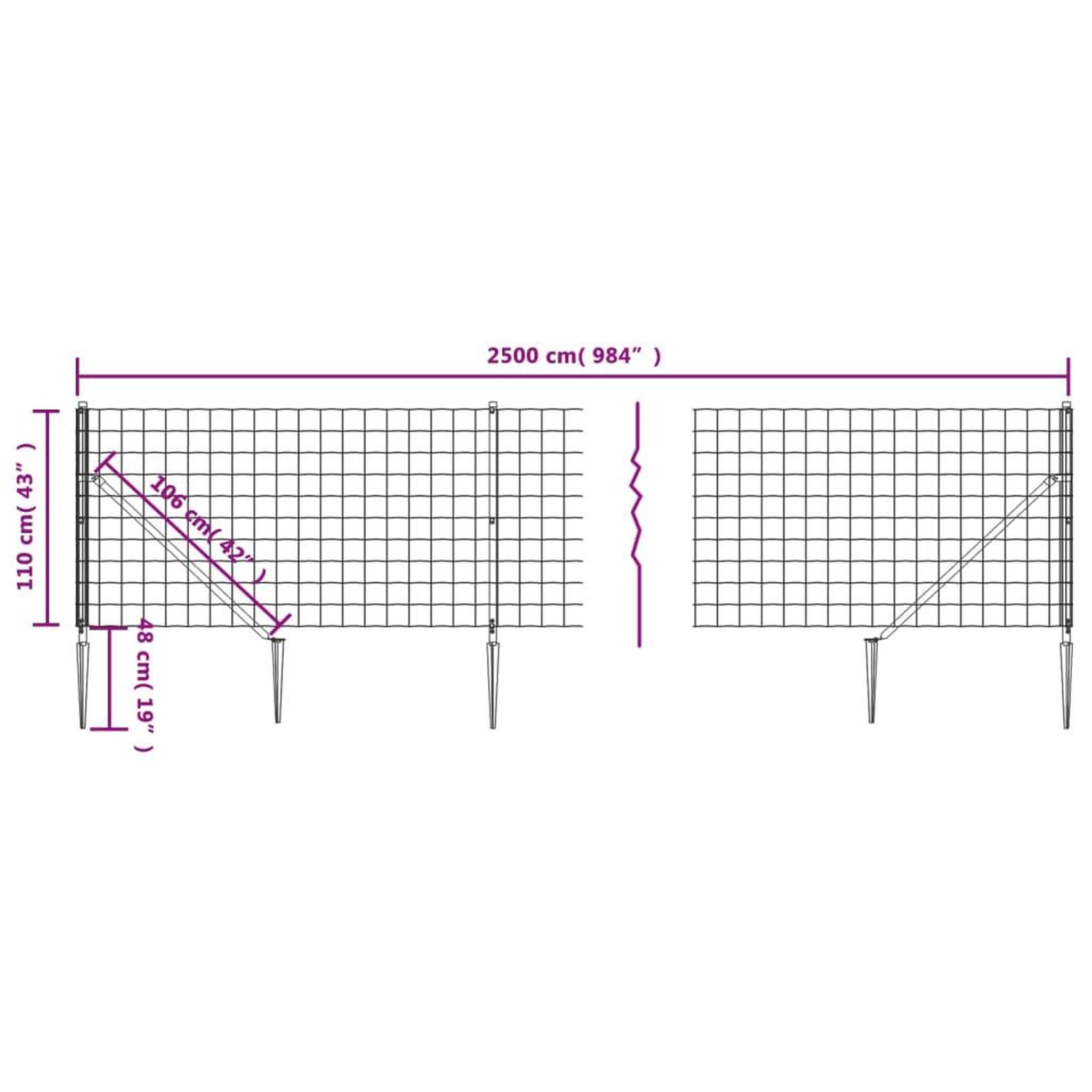 Voir la diapositive 6 : VIDAXL Cloture en treillis metallique et ancrage anthracite 1,1x25 m