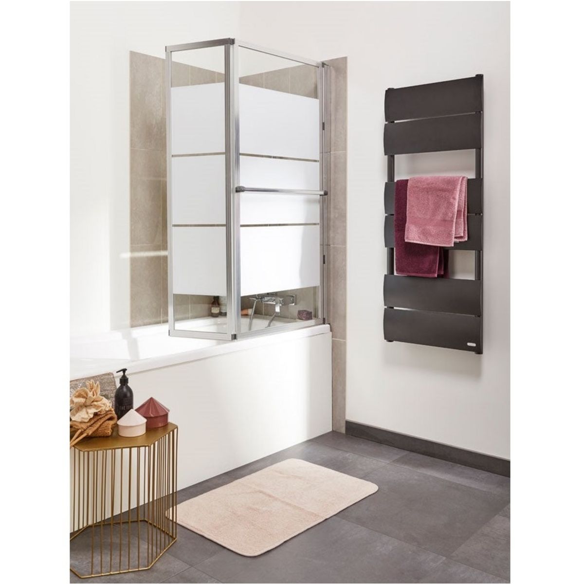 Aurlane Pare baignoire relevable - Verre sérigraphié 139 x 105