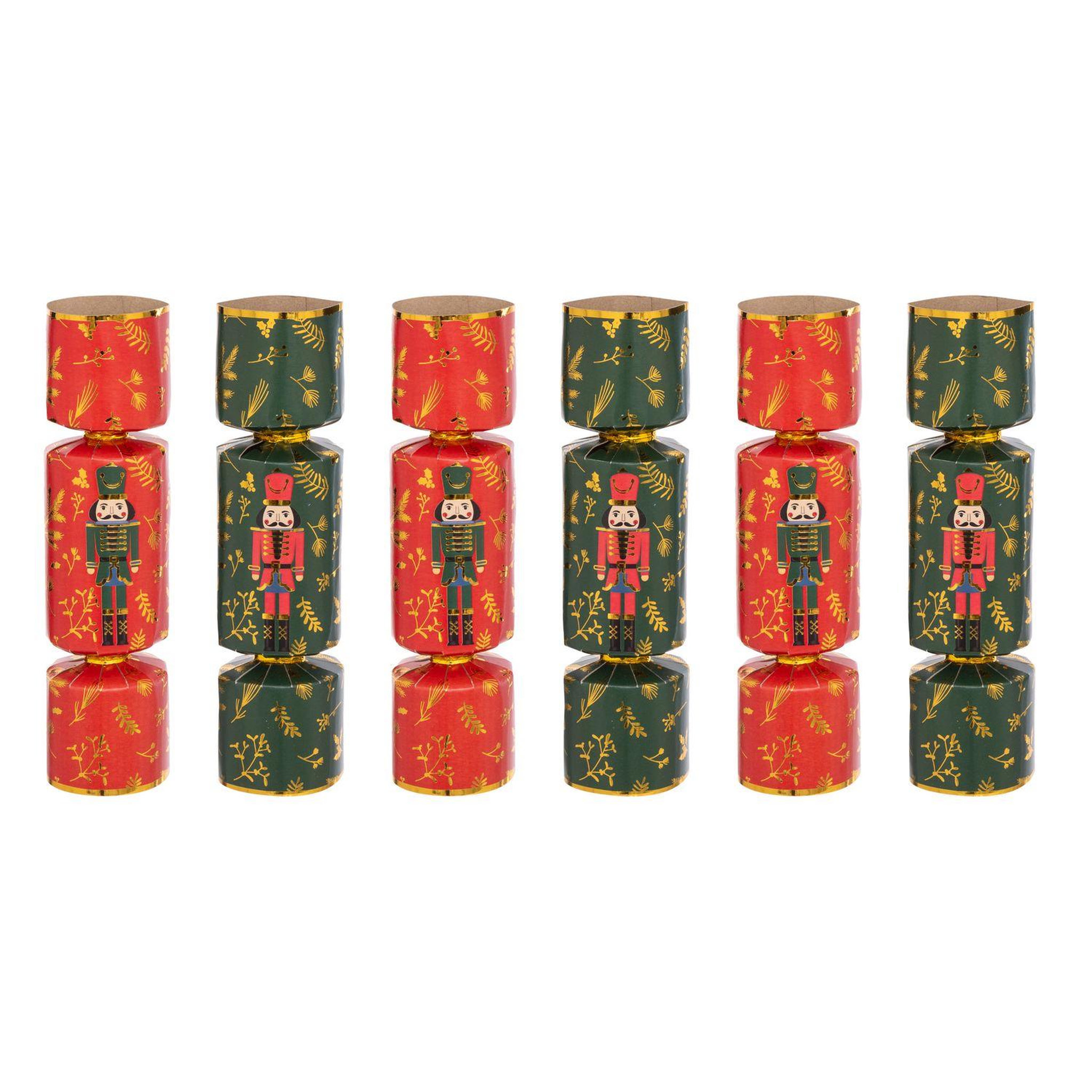FEERIC LIGHT & CHRISTMAS Lot de 6 crackers imprimés casse-noisette - rouge et vert
