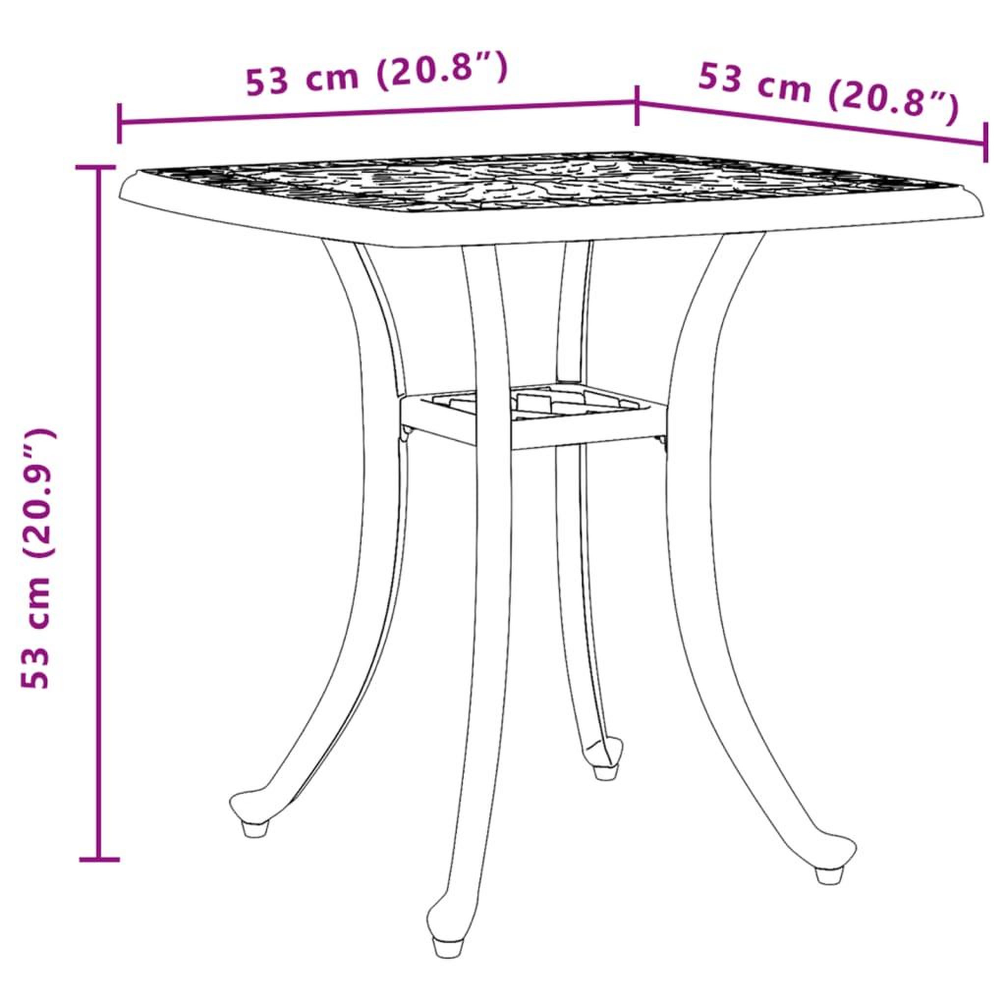 Voir la diapositive 6 : VIDAXL Table de jardin bronze 53x53x53 cm aluminium coule