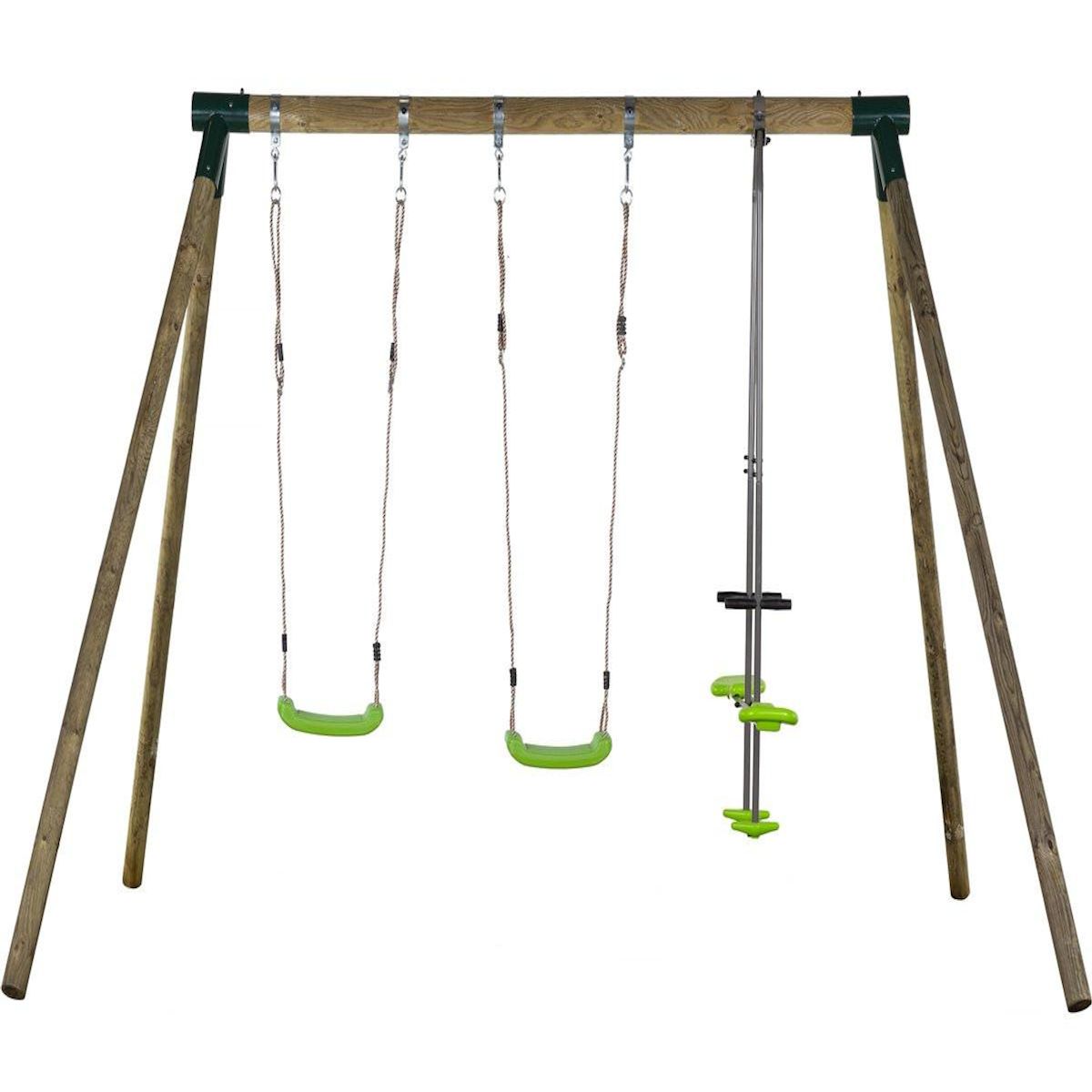 Habitat et Jardin Portique bois  Lana  - Avec 2 balançoires et 1 vis-à-vis.