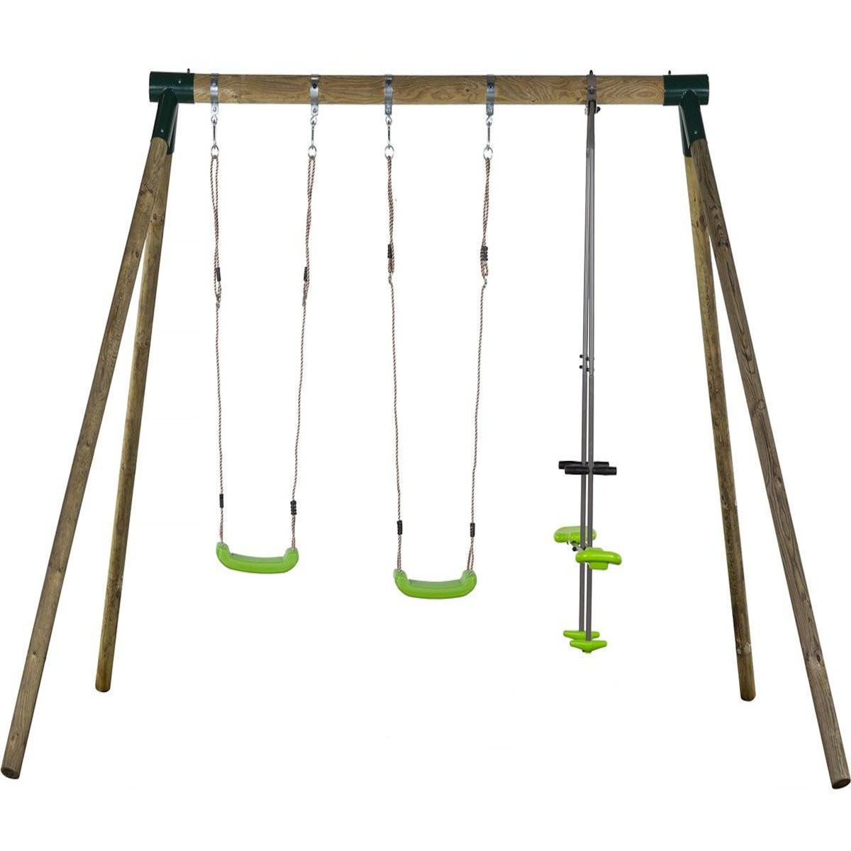 Habitat et Jardin Portique bois  Lana  - Avec 2 balançoires et 1 vis-à-vis.