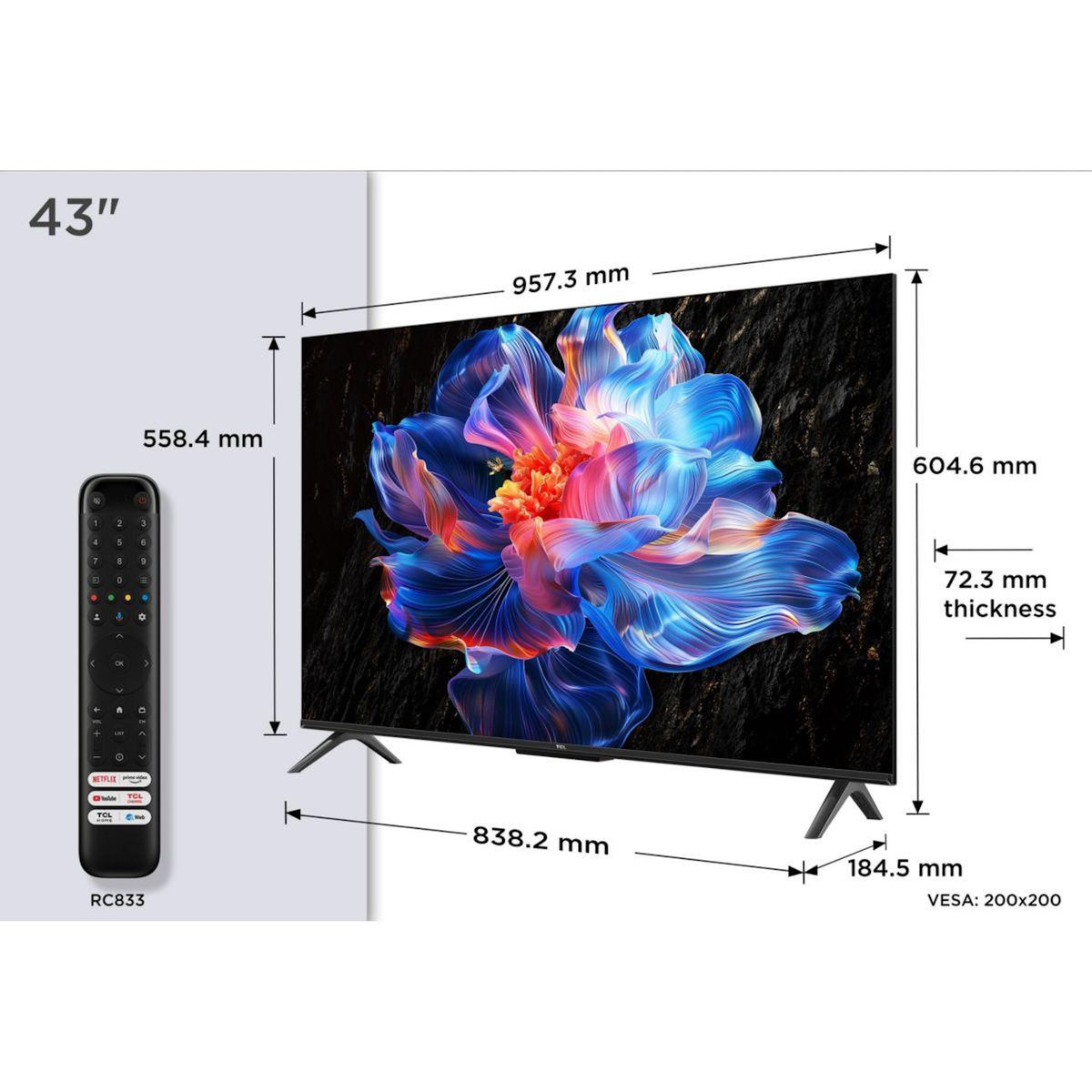 TCL TV LED 43P69K 2025 - 43 pouces ( 108 cm )