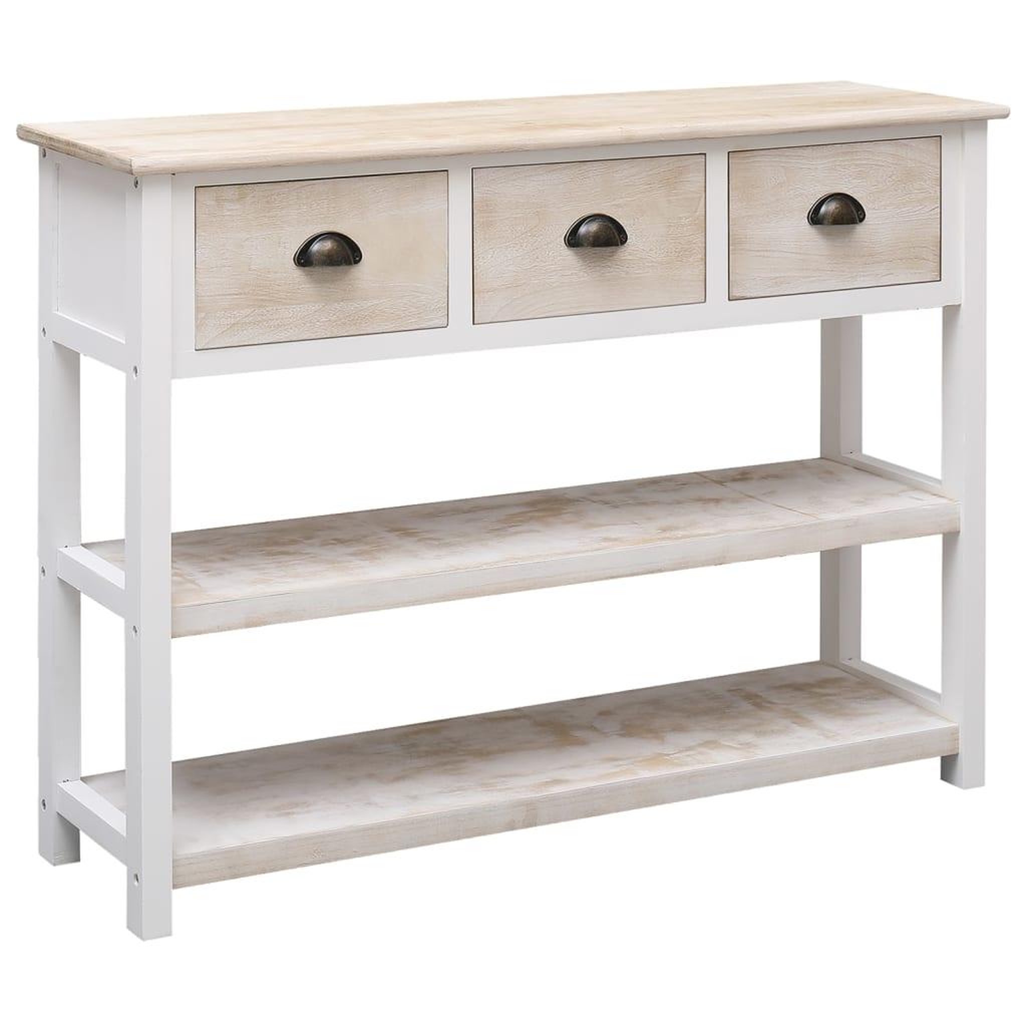 Voir la diapositive 1 : VIDAXL Buffet Blanc et marron 108x30x76 cm Bois de Paulownia massif