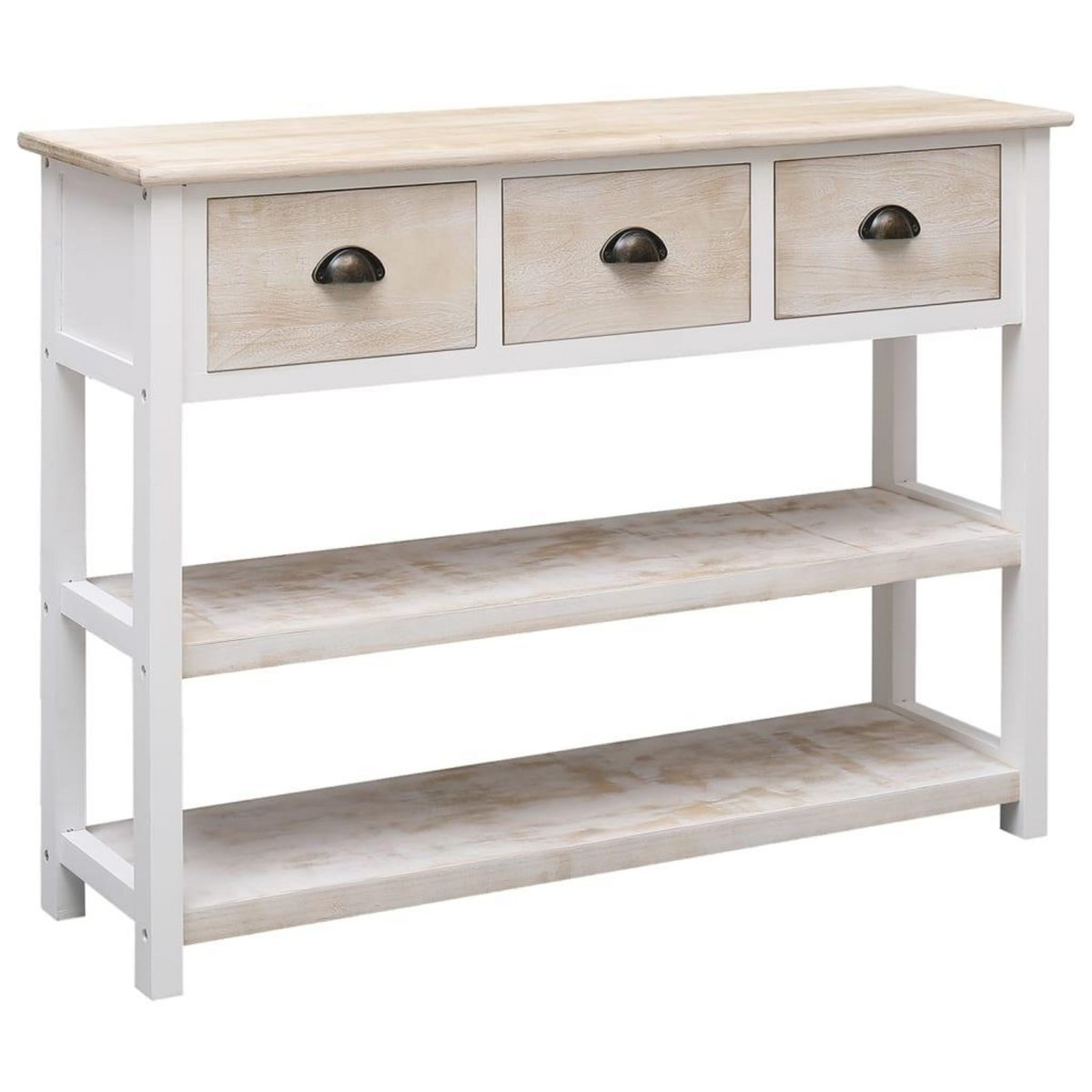 VIDAXL Buffet Blanc et marron 108x30x76 cm Bois de Paulownia massif