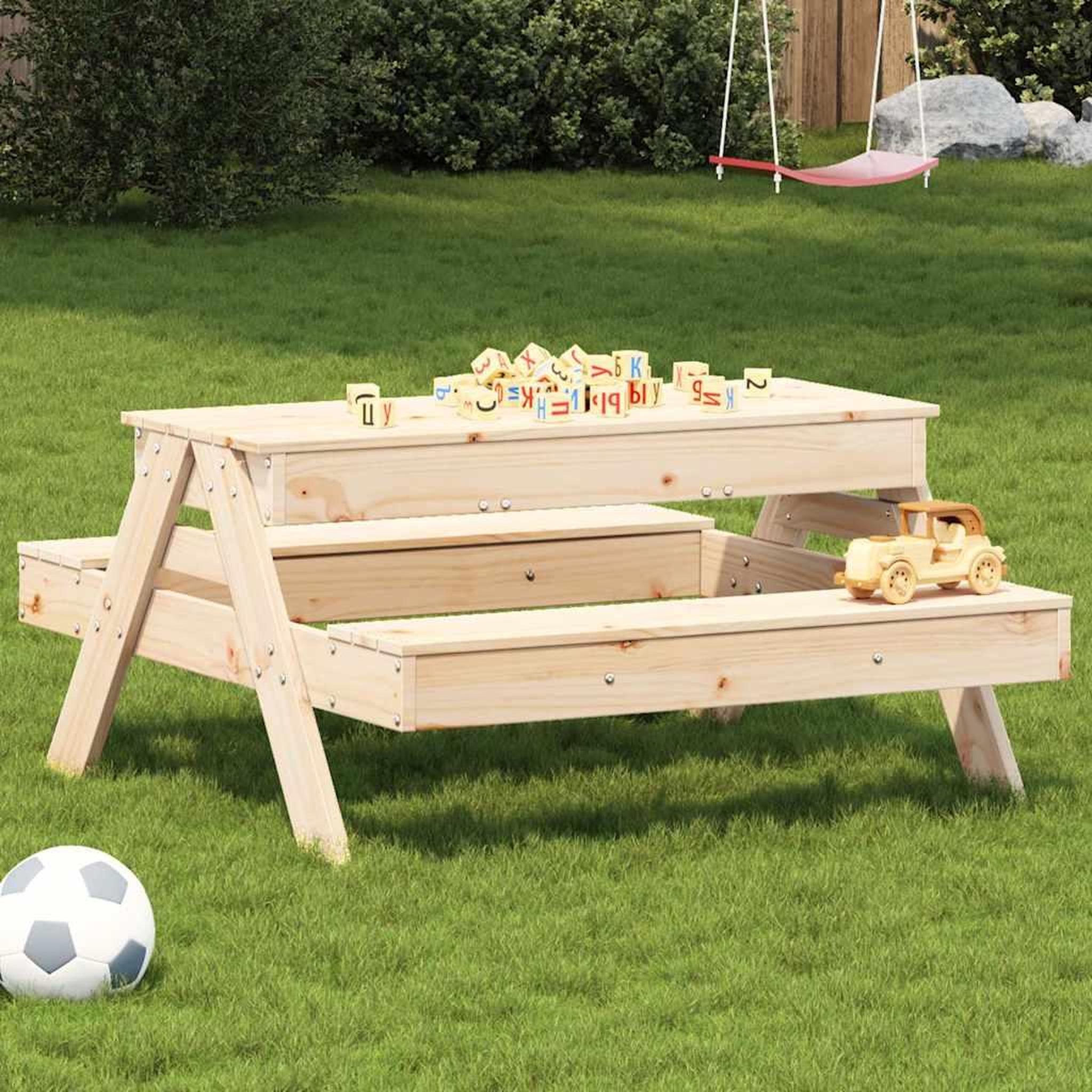 VIDAXL Table de pique-nique avec bac a sable pour enfants pin massif