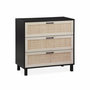 Voir la diapositive 1 : SWEEEK Commode noire et cannage 80 x 40 x 80cm - Bianca - 3 tiroirs