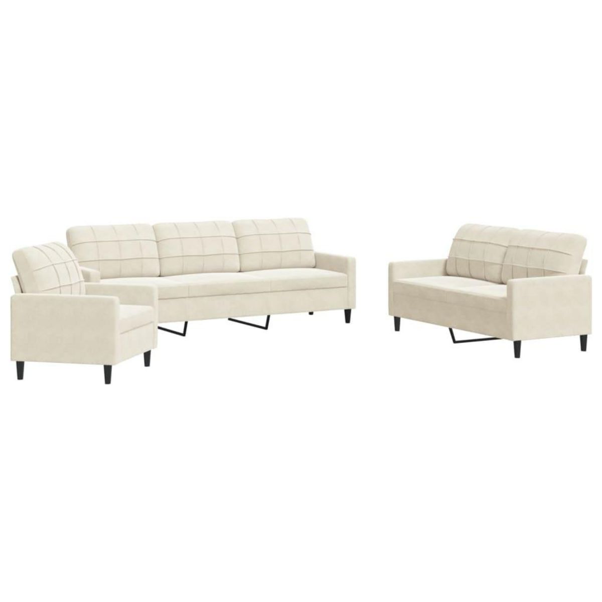 VIDAXL Ensemble de canapes 3 pcs avec coussins Creme Velours