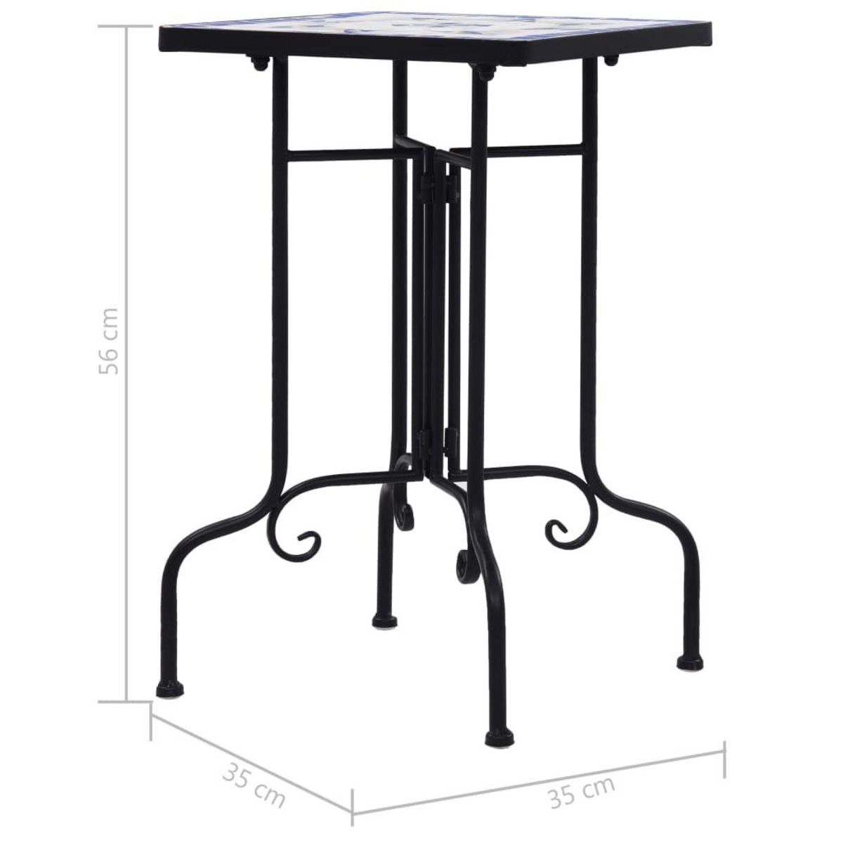 VIDAXL Table de bistro mosaïque bleu et blanc Ceramique