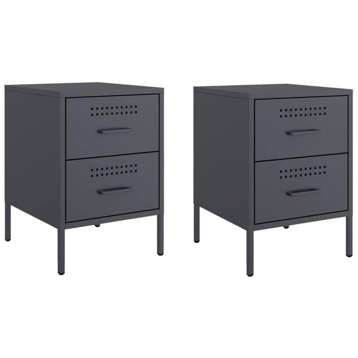 VIDAXL Tables de chevet 2 pcs anthracite 36x39x50,5 cm acier