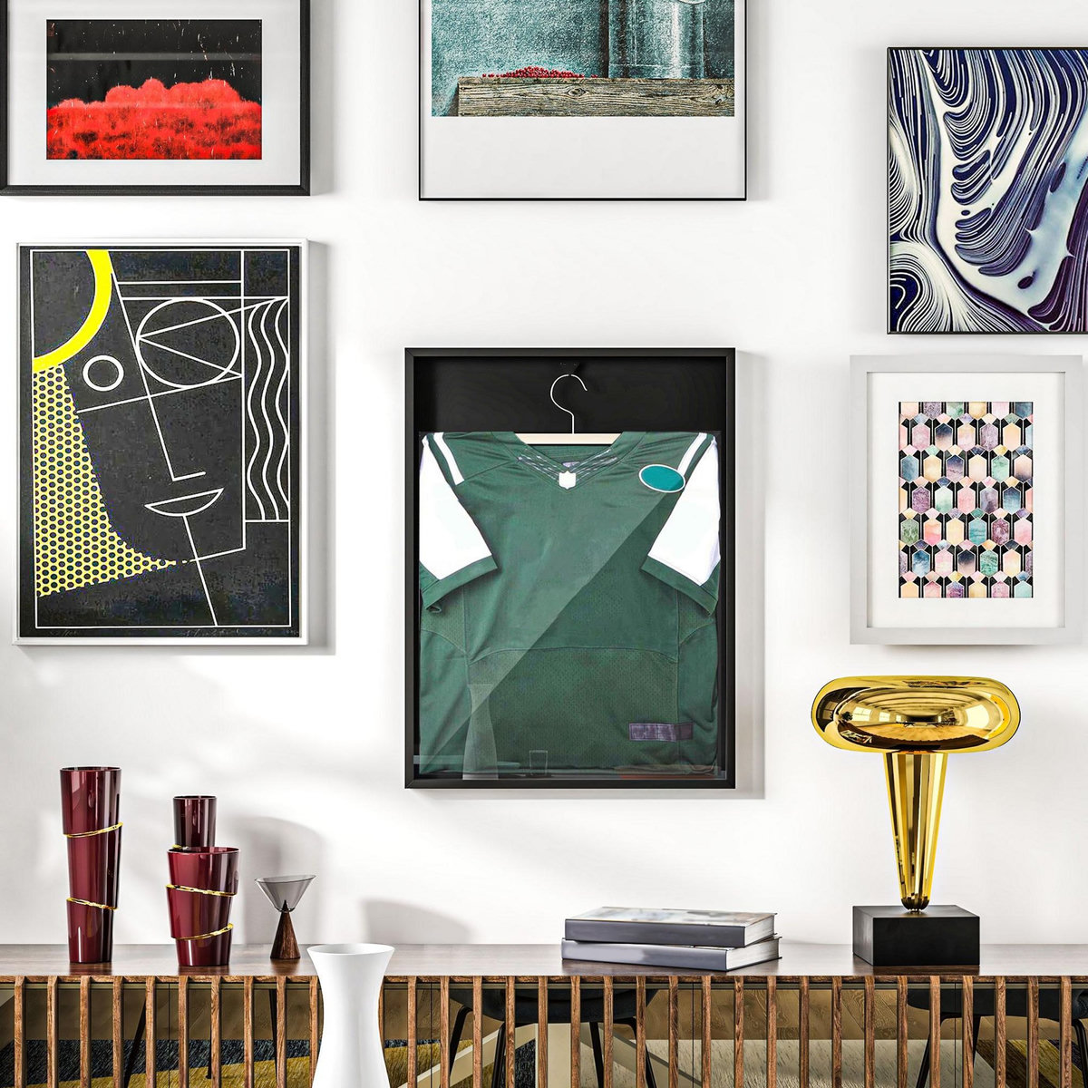 HOMCOM Frame box T-frame cadre aluminium pour maillot porte acrylique doublure interne feutre 60 x 80 cm noir