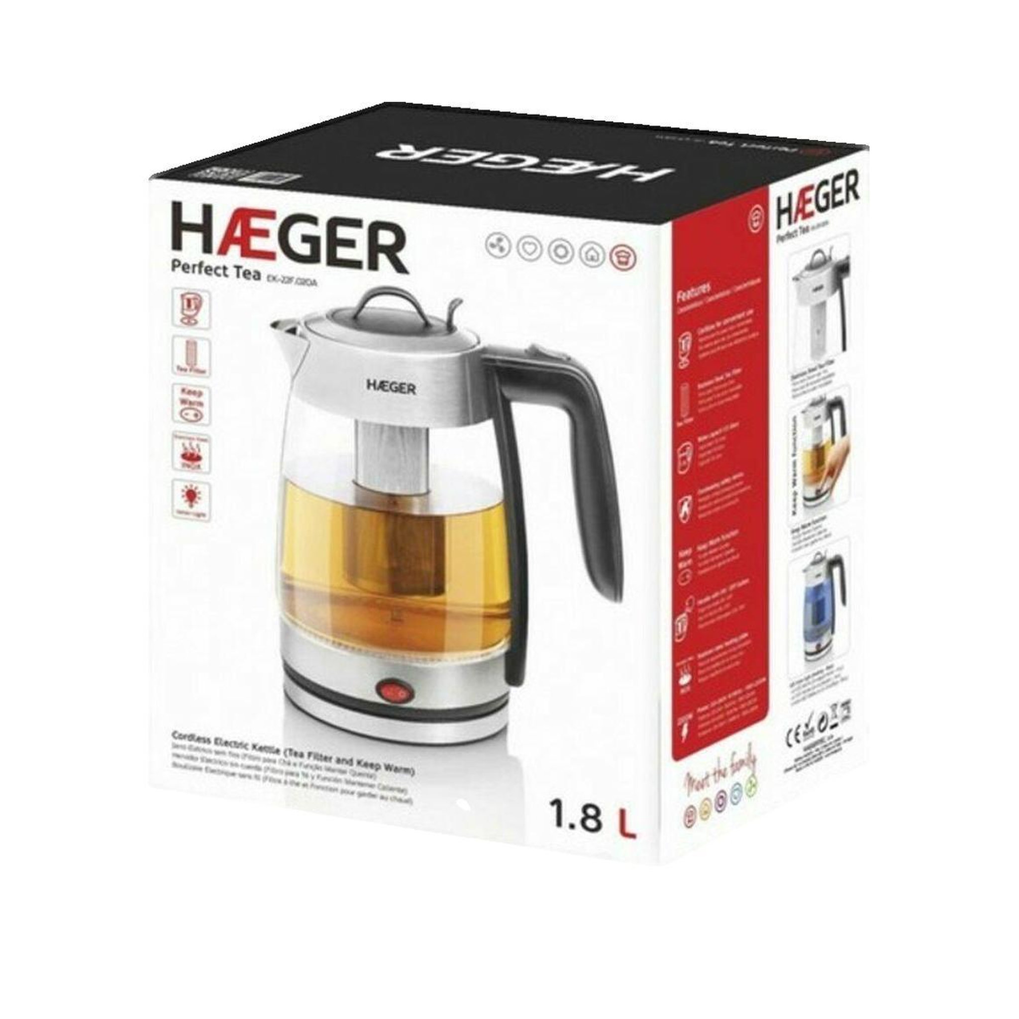 Voir la diapositive 2 : HAGER Bouilloire haeger EK-22F.020A 1.8 L Blanc