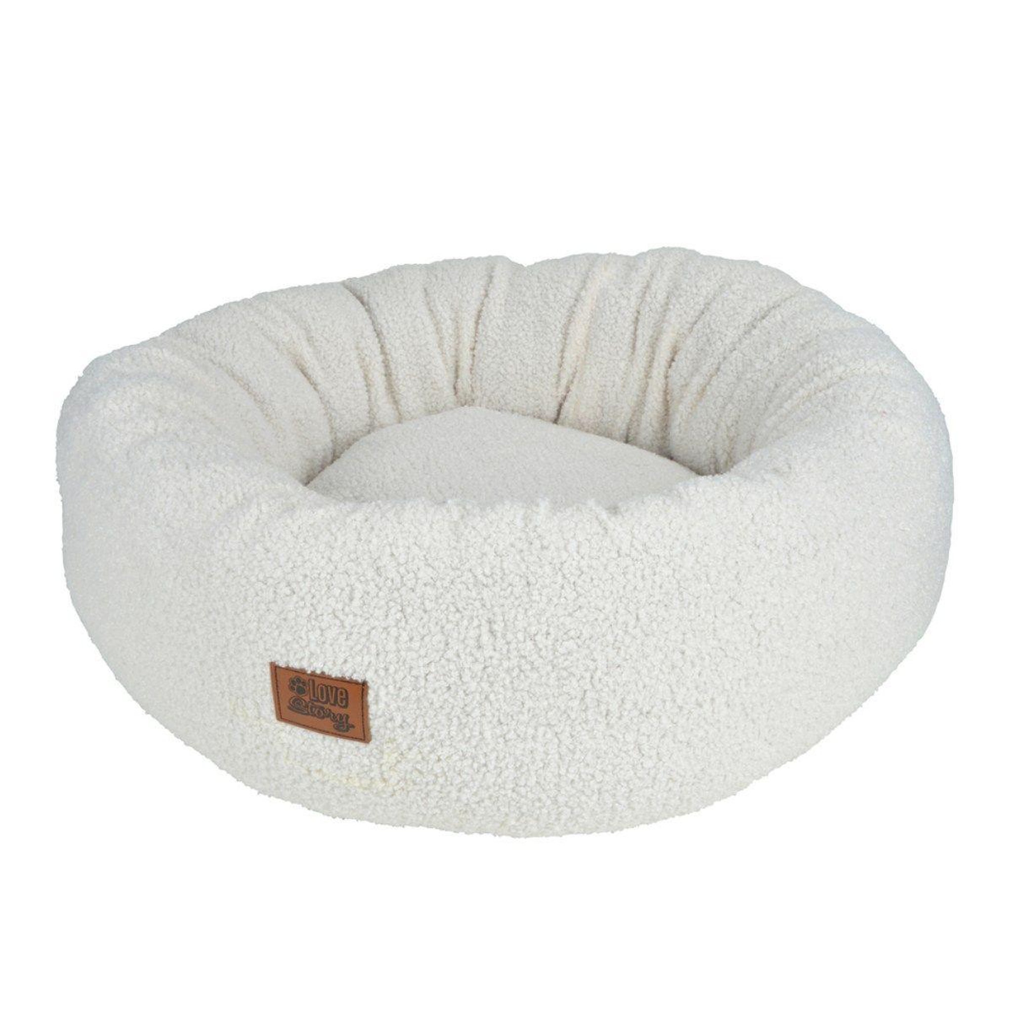 LOVE STORY Panier donut pour chien & chat  wooly  55cm écru