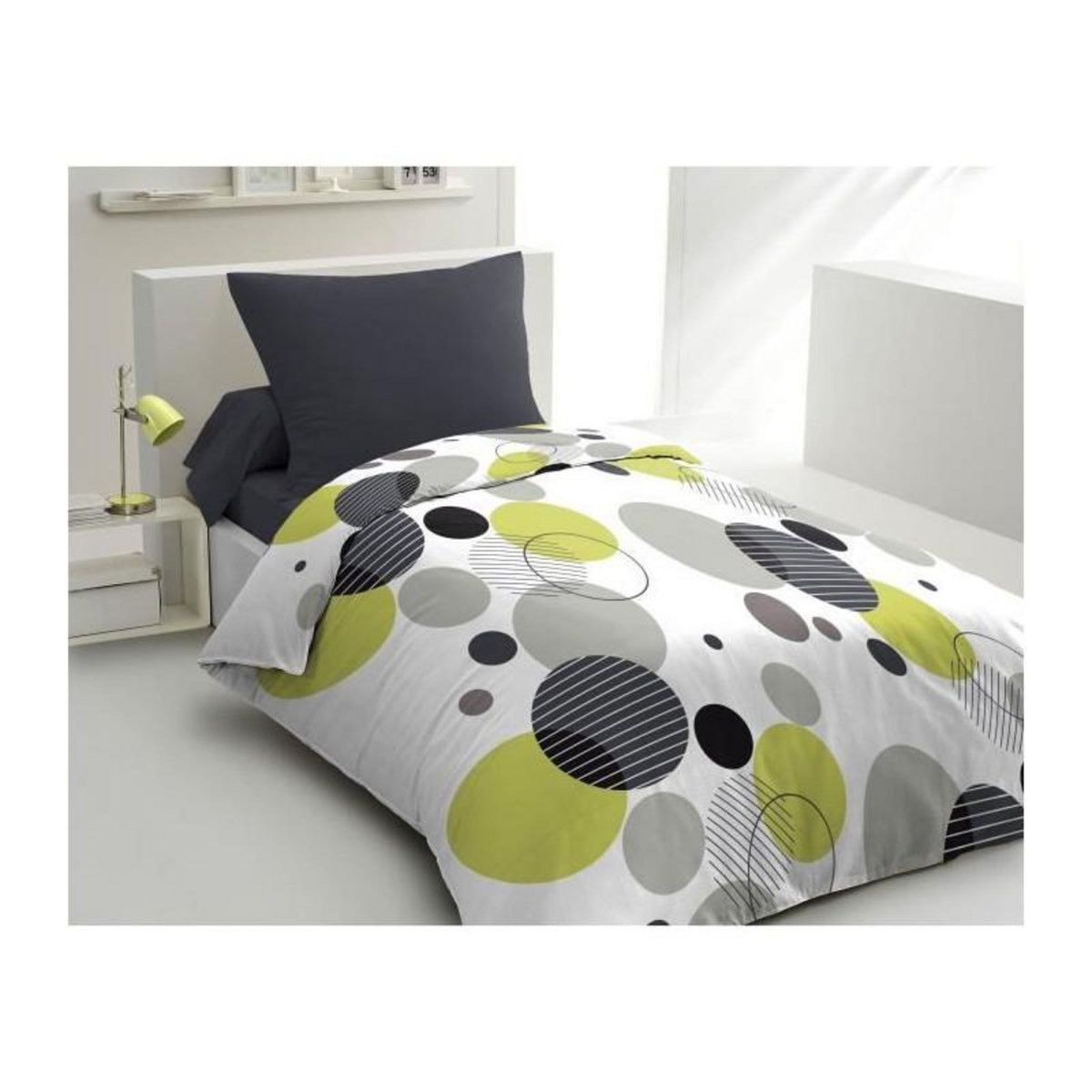 HOME LINGE PASSION Parure de lit microfibre - HOME LINGE PASSION - BULLES DE REVE - Housse 140 x 200 cm + 1 taie d'oreiller 63 x 63 cm - Gris