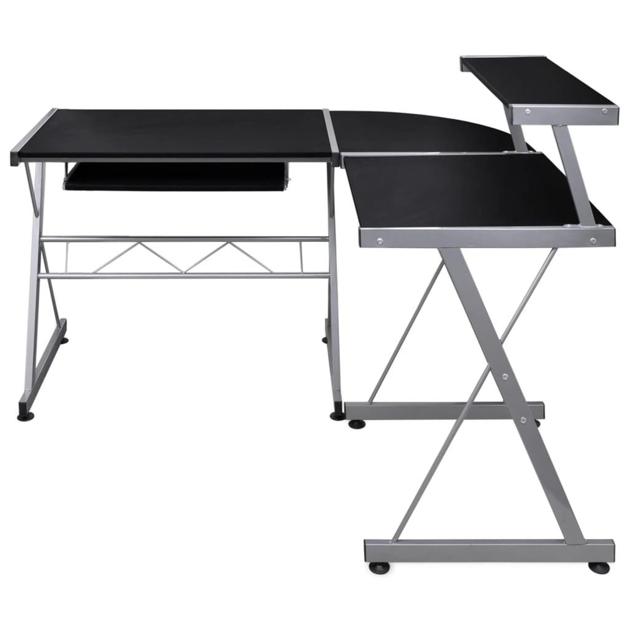 Voir la diapositive 2 : VIDAXL Bureau d'ordinateur d'angle Noir 132x112x99cm Bois d'ingenierie
