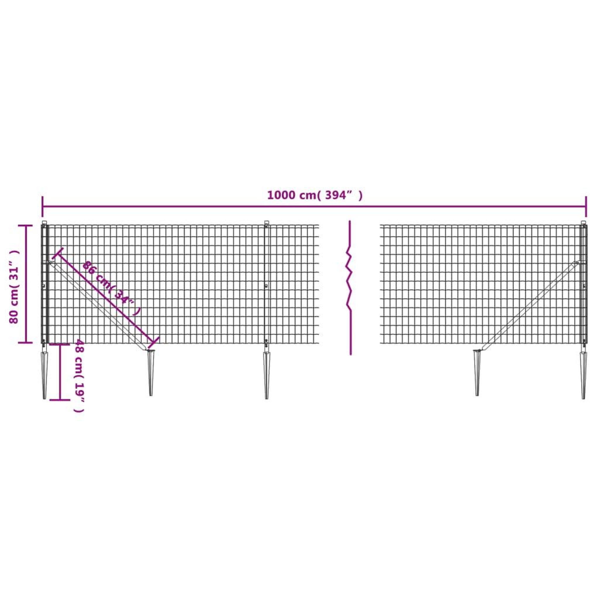 Voir la diapositive 6 : VIDAXL Cloture en treillis metallique et piquet d'ancrage vert 0,8x10m