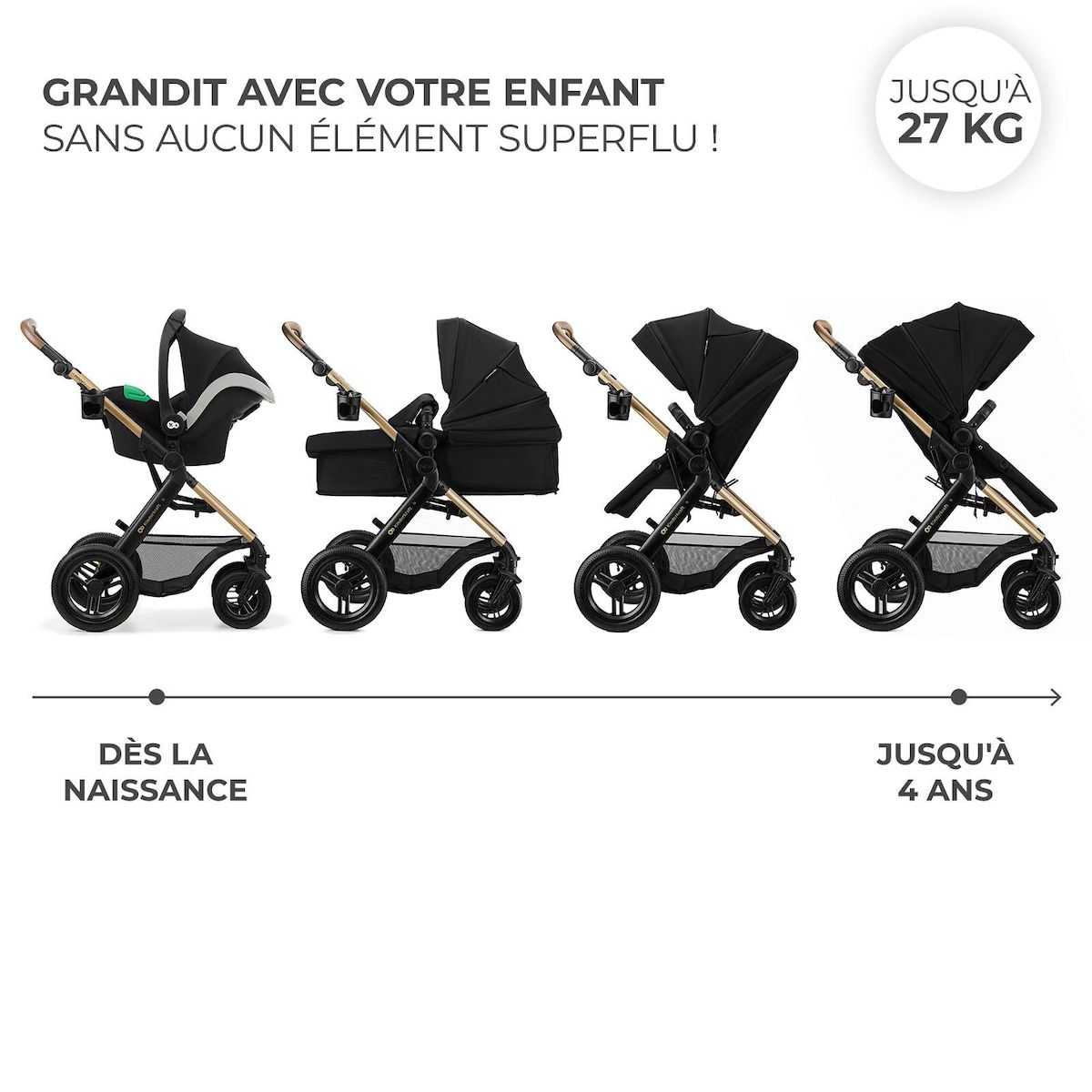 KINDERKRAFT Poussette trio moov 2 pratique et confortable