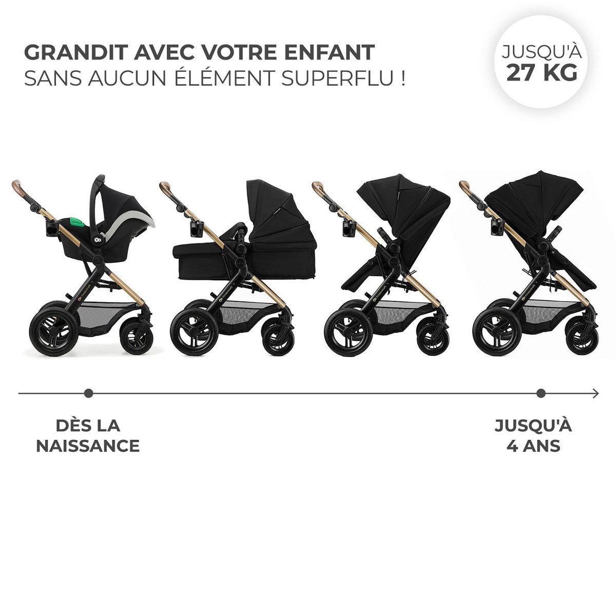 KINDERKRAFT Poussette trio moov 2 pratique et confortable