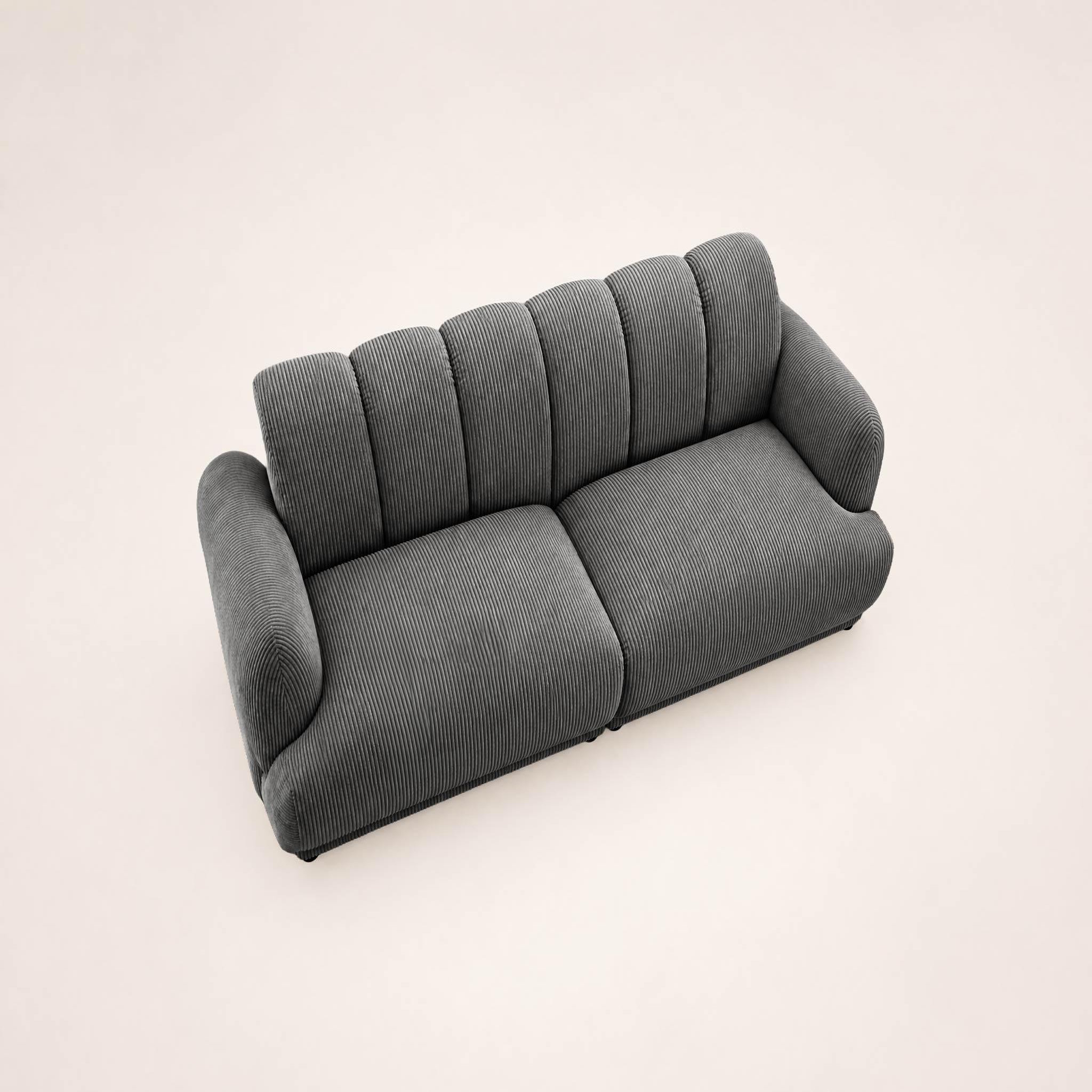 Voir la diapositive 6 : BEST MOBILIER Luigi - canapé droit 3 places en velours côtelé
