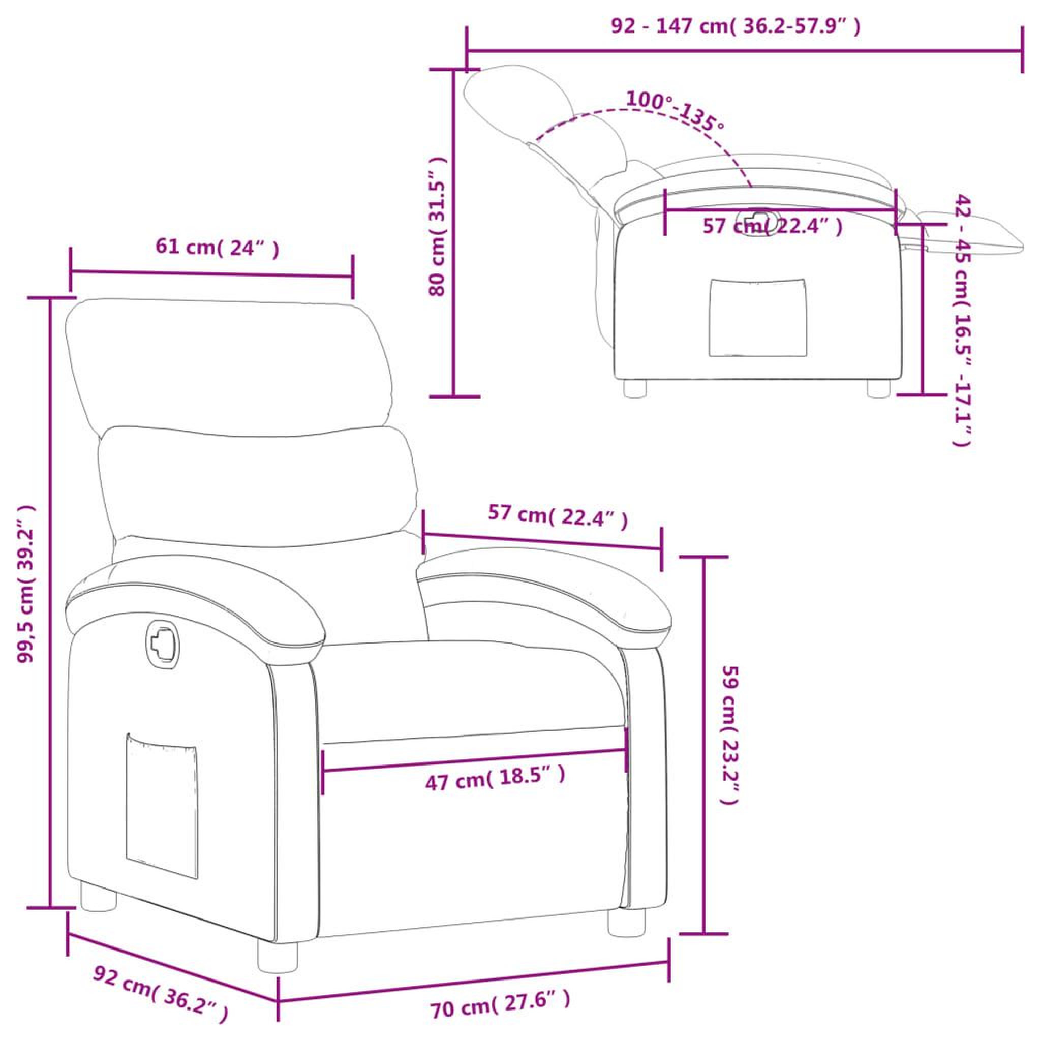Voir la diapositive 6 : VIDAXL Fauteuil inclinable Rouge bordeaux Tissu