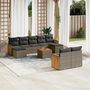 Voir la diapositive 1 : VIDAXL Salon de jardin avec coussins 10 pcs gris resine tressee
