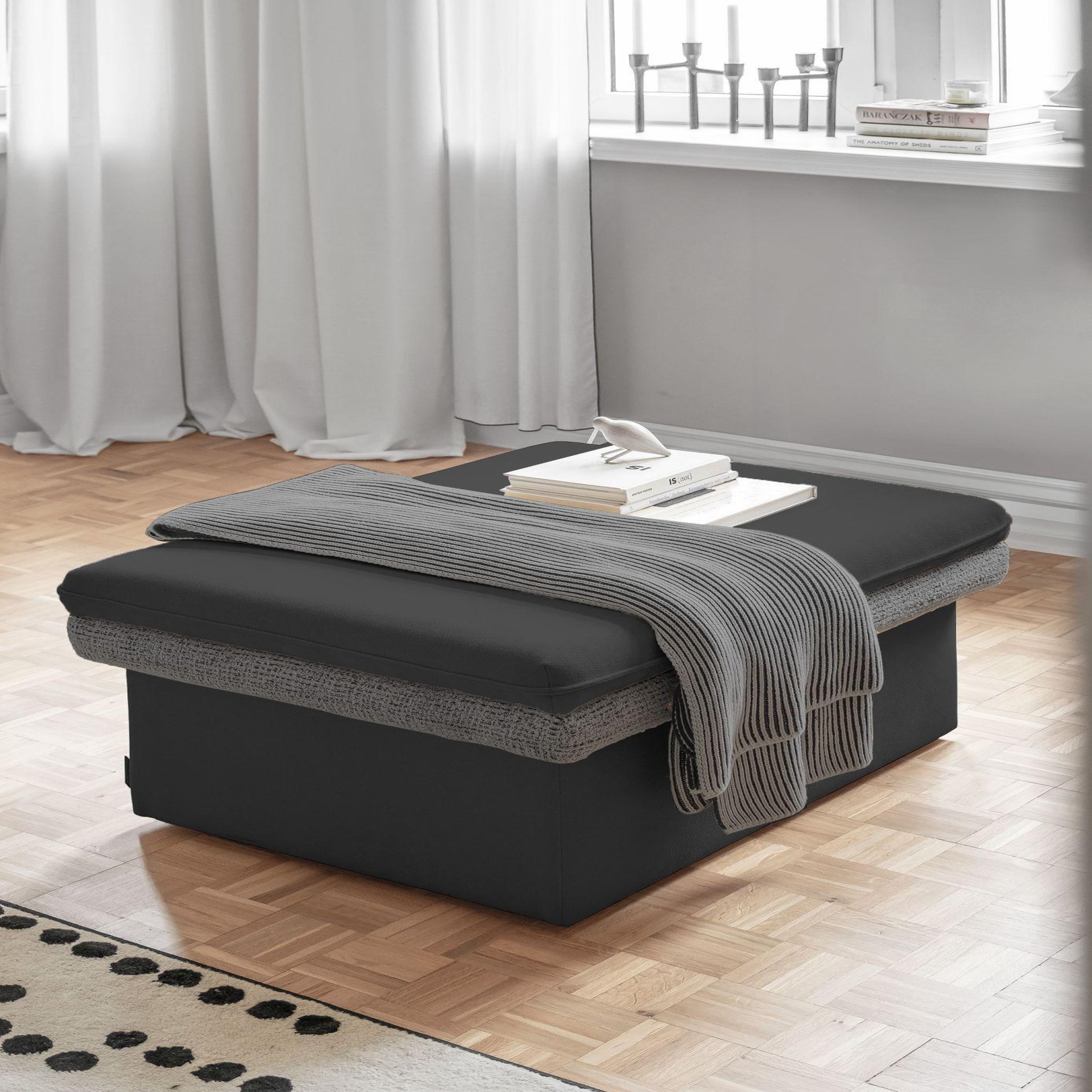 Voir la diapositive 5 : BEST MOBILIER Wilson - pouf avec rangement en tissu et tissu texturé