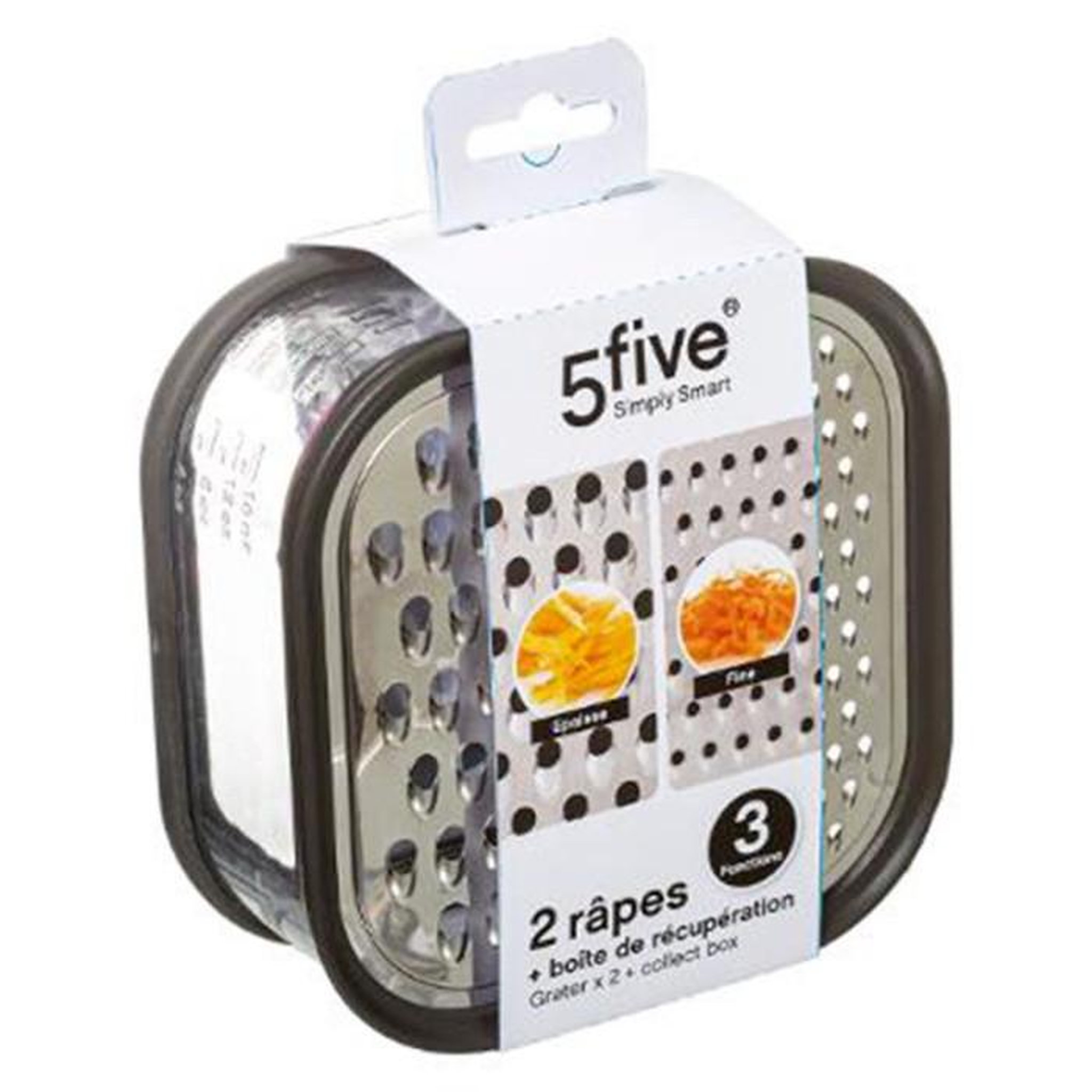 Voir la diapositive 5 : FIVE Râpe & Boîte de Récupération  2 Faces  13cm Gris