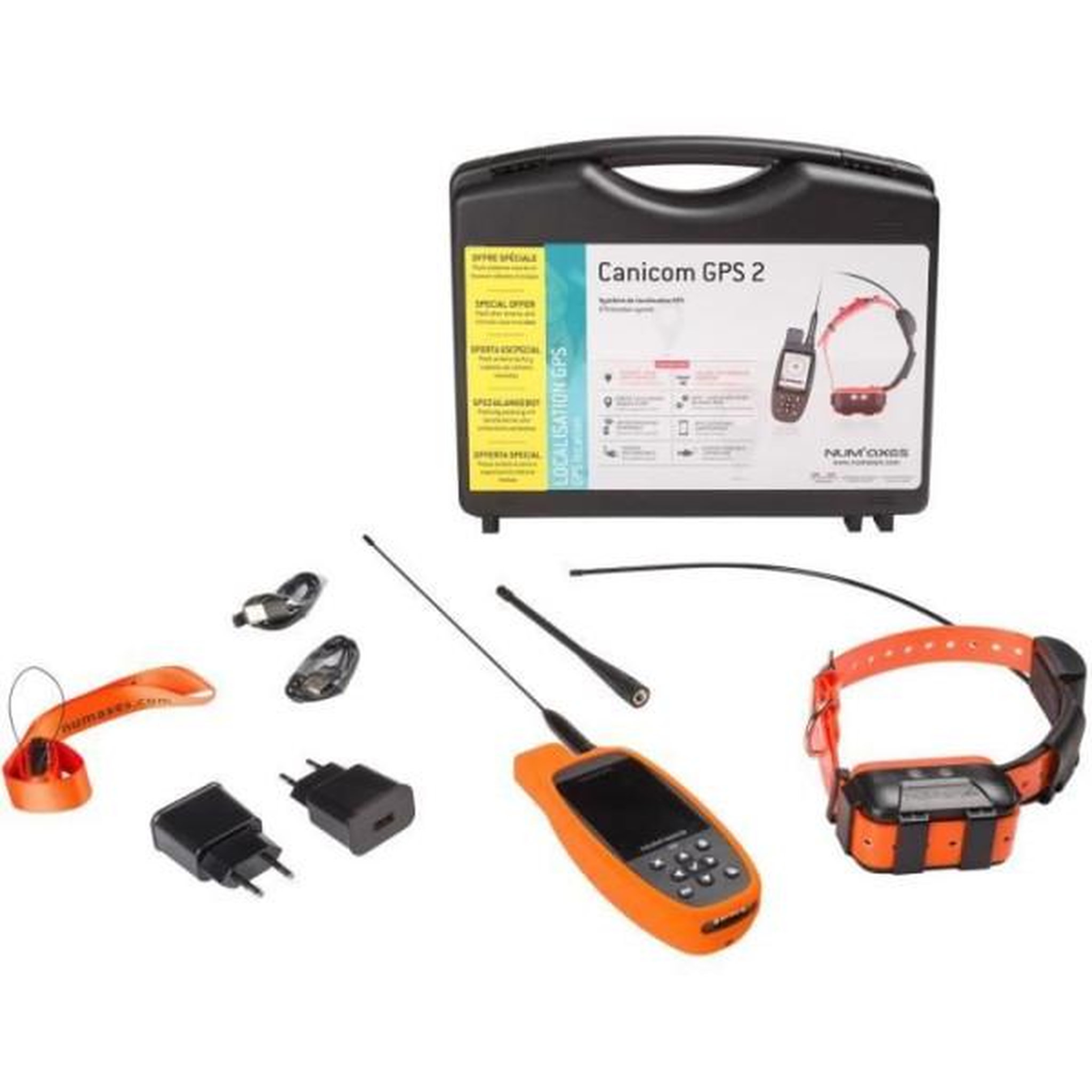 NUM'AXES Ensemble complet collier - traceur gps - num'axes - canicom gps 2 - noir / orange