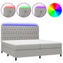 Voir la diapositive 2 : VIDAXL Sommier a lattes de lit et matelas et LED Gris clair 200x200 cm