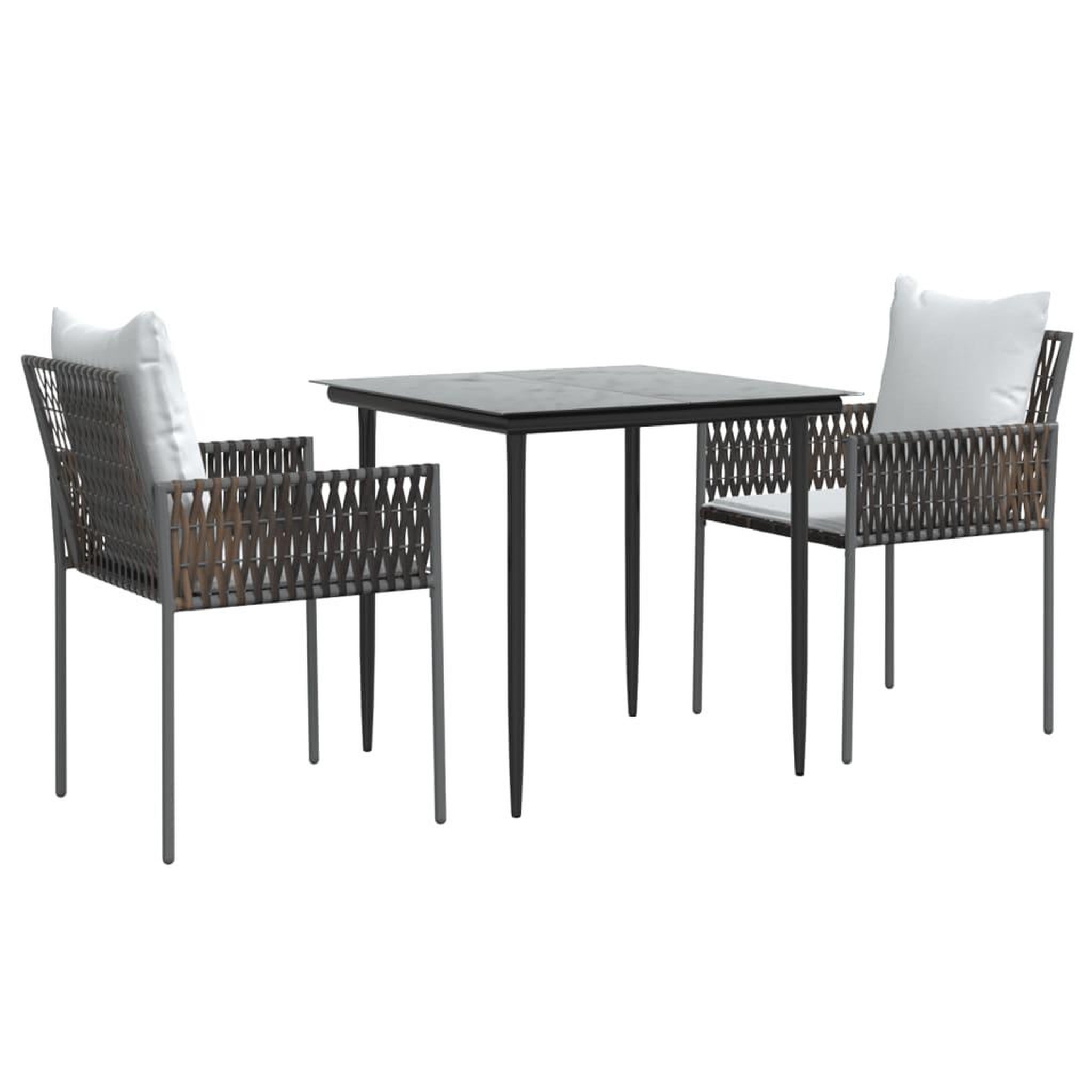 Voir la diapositive 3 : VIDAXL Ensemble a manger de jardin 3 pcs coussins resine tressee acier