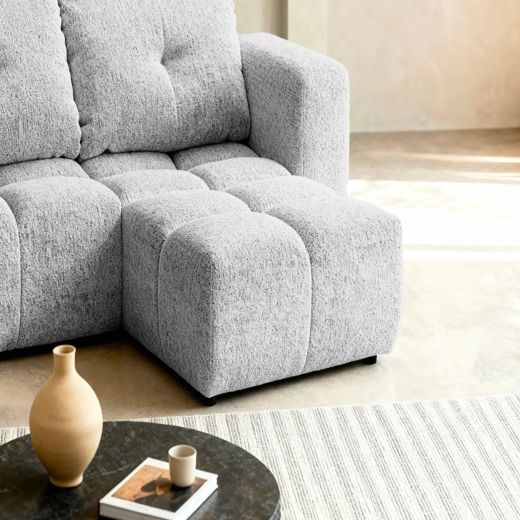 Voir la diapositive 4 : CASANOVA PARIS Romy mini - canapé d'angle convertible tissu chenille 2 places