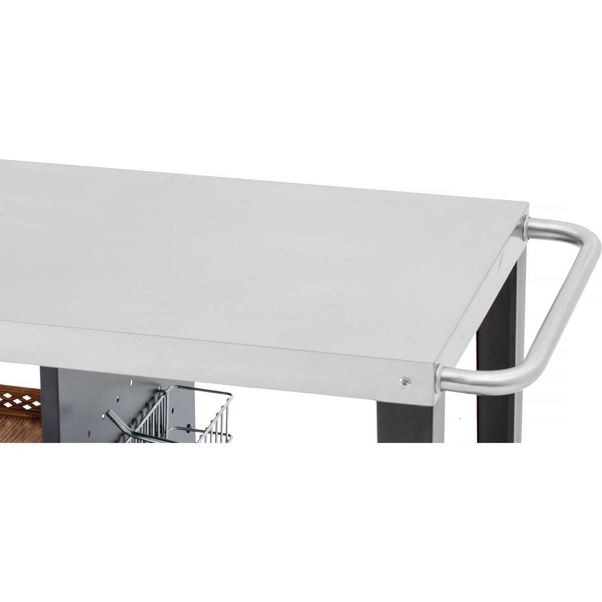 Habitat et Jardin Chariot desserte de barbecue  Gelia  117 x 59 cm - Inox - Noir