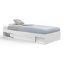 Voir la diapositive 1 : ID MARKET Cadre de lit simple SALEM avec rangement et sommier 90 x 190 CM blanc