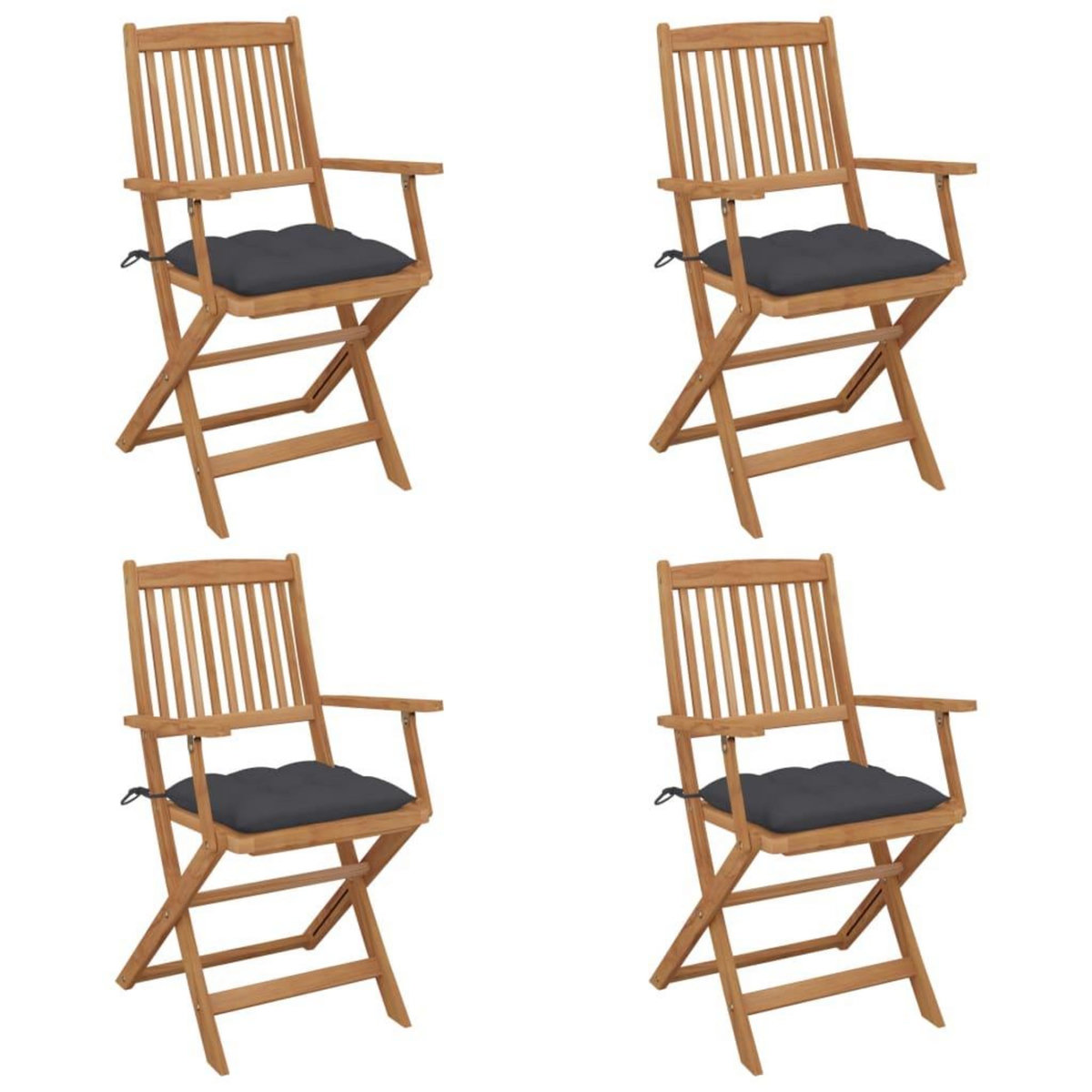 VIDAXL Chaises pliables de jardin lot de 4 avec coussins Bois d'acacia
