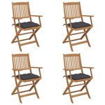VIDAXL Chaises pliables de jardin lot de 4 avec coussins Bois d'acacia