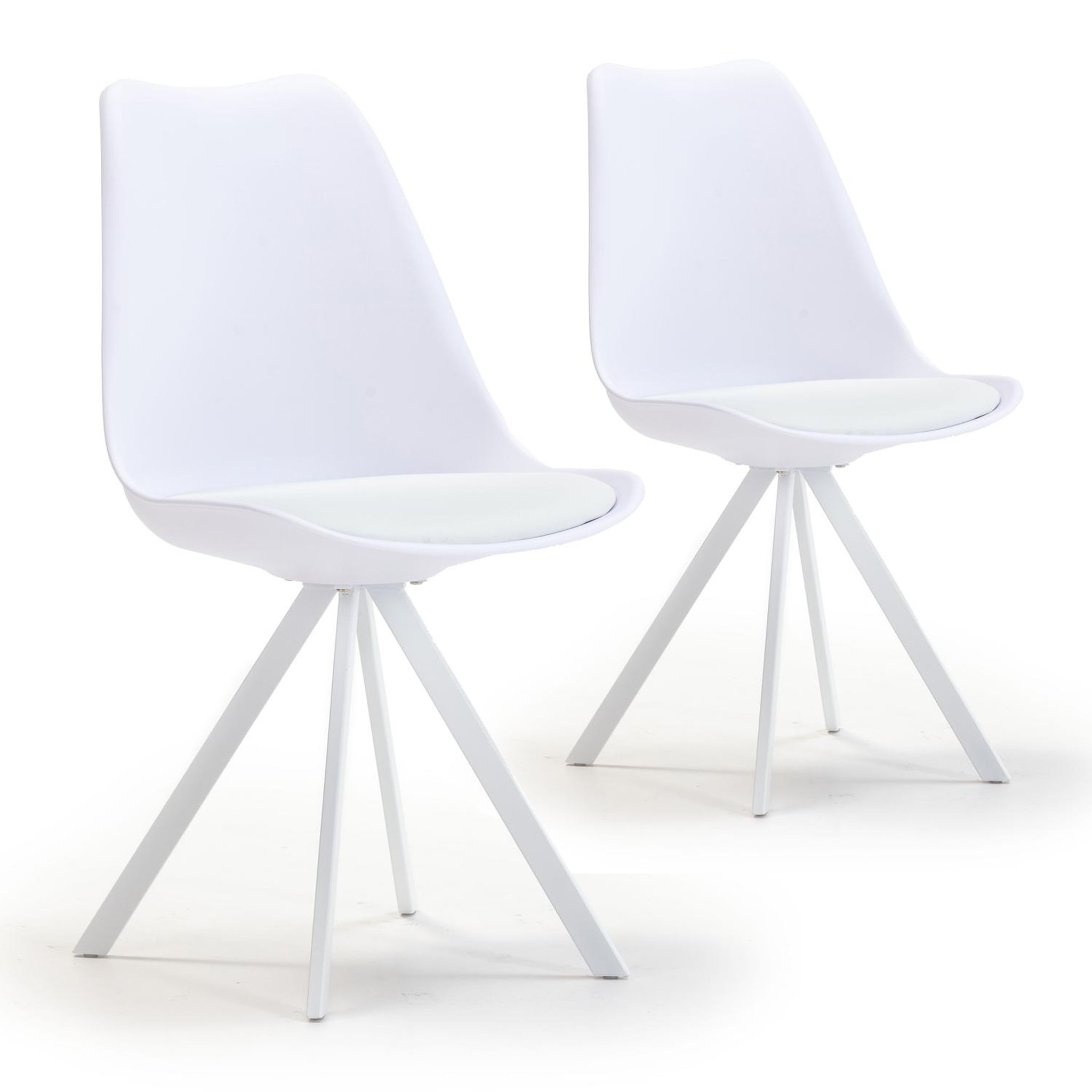 Voir la diapositive 1 : VS VENTA-STOCK Pack 2 chaises Salle à Manger Cross Style Nordique Blanc, 54 cm x 49 cm x 84 cm