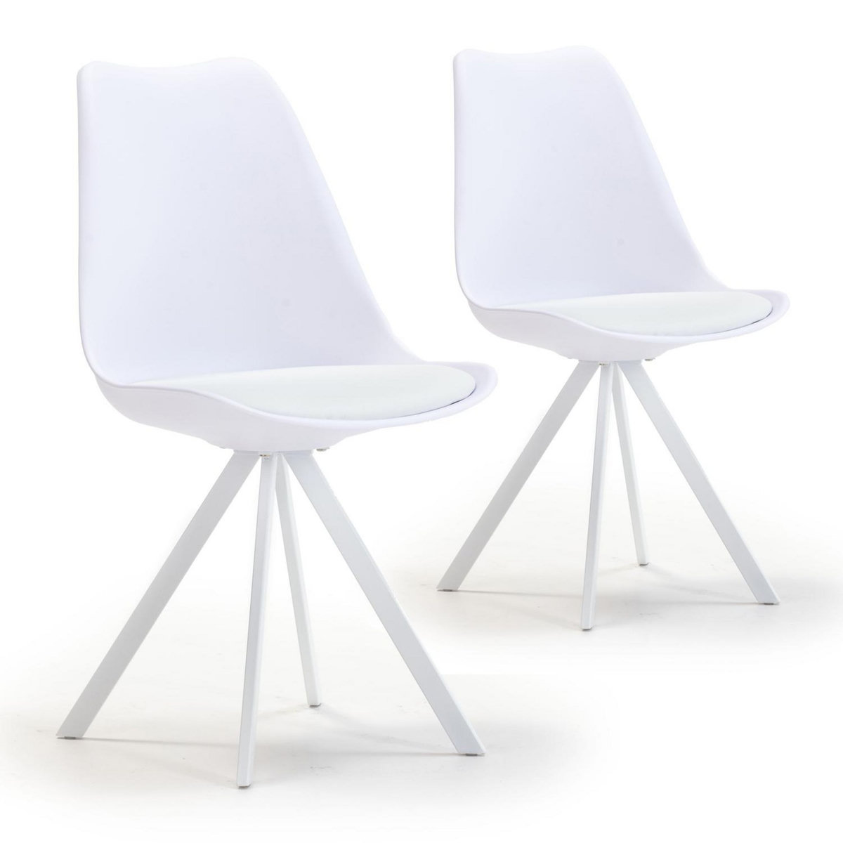 VS VENTA-STOCK Pack 2 chaises Salle à Manger Cross Style Nordique Blanc, 54 cm x 49 cm x 84 cm