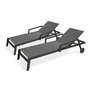 Voir la diapositive 2 : Paris Prix Lot de 2 Bains de Soleil Multi-Positions  Ibiza  210cm Gris Anthracite