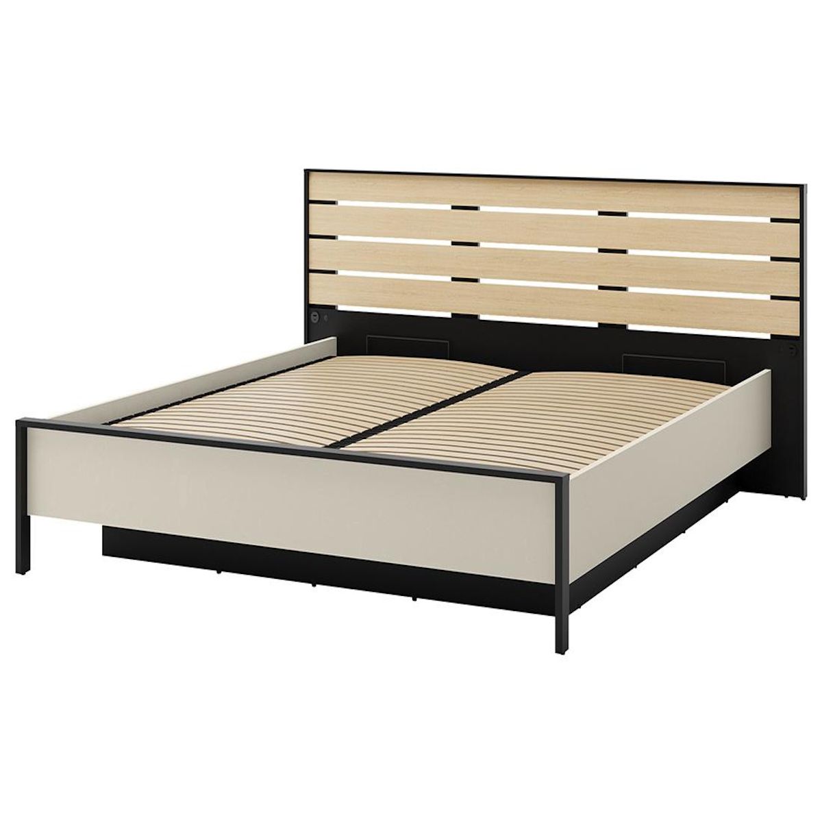 BEST MOBILIER Kimi - lit coffre - 180x200 cm - sommier et port usb inclus