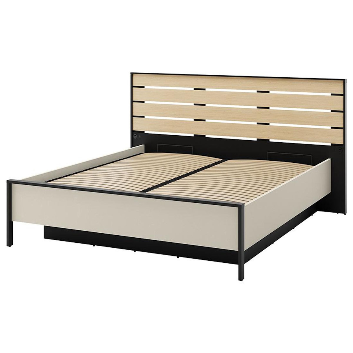 BEST MOBILIER Kimi - lit coffre - 180x200 cm - sommier et port usb inclus