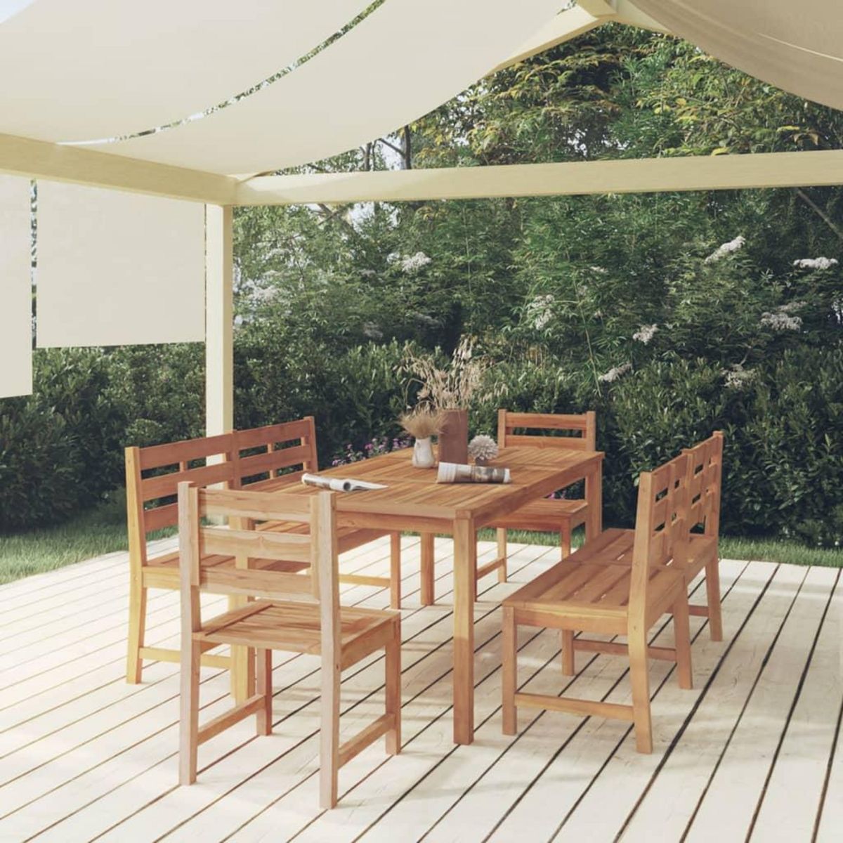 VIDAXL Ensemble a manger de jardin 5pcs Bois de teck massif