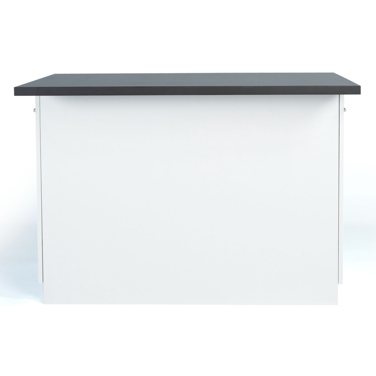 ID MARKET Ilot central IVO 120 cm blanc avec plan de travail gris anthracite